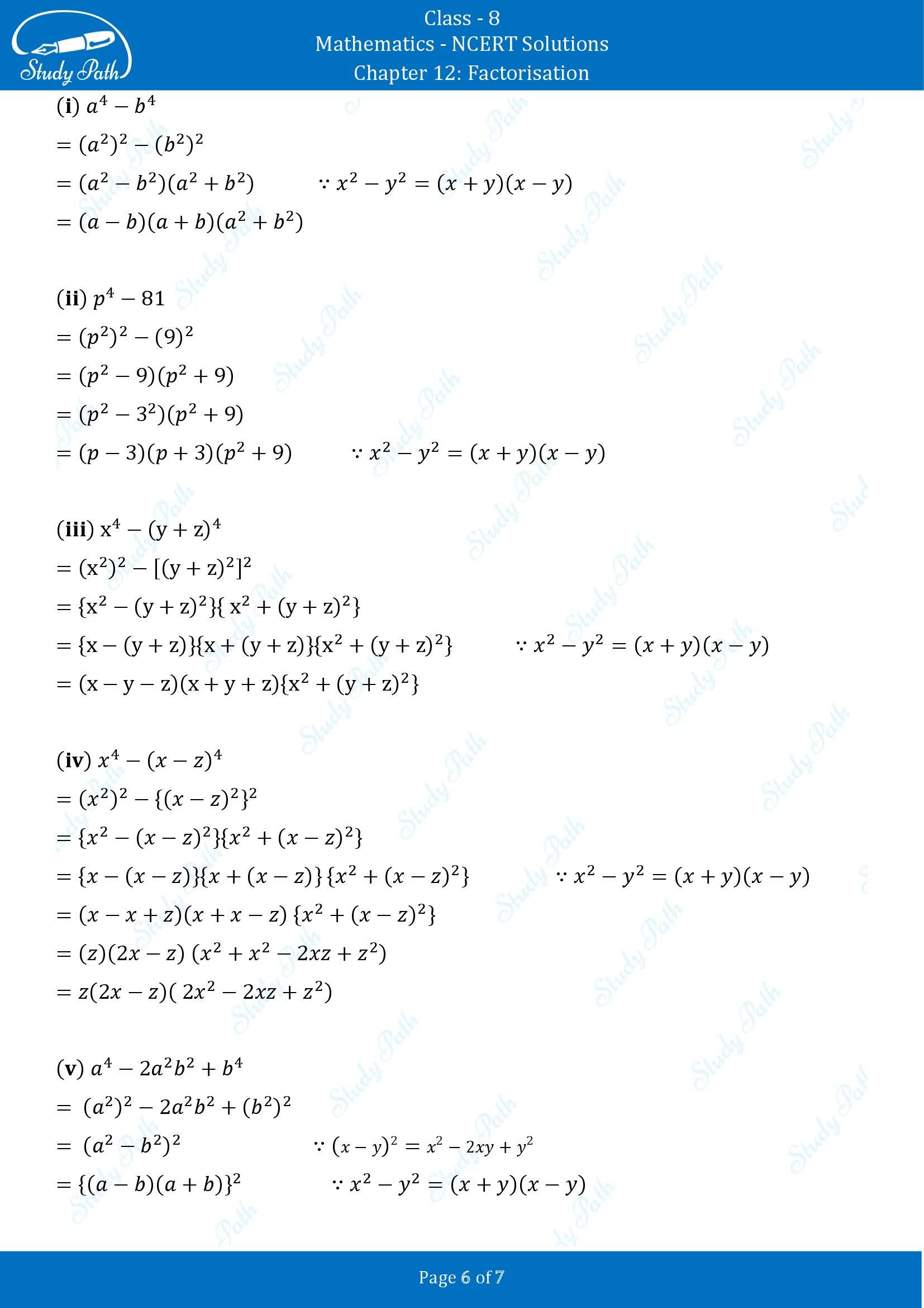 NCERT Solutions for Class 8 Maths Chapter 12 Factorisation Exercise 12.2 00006