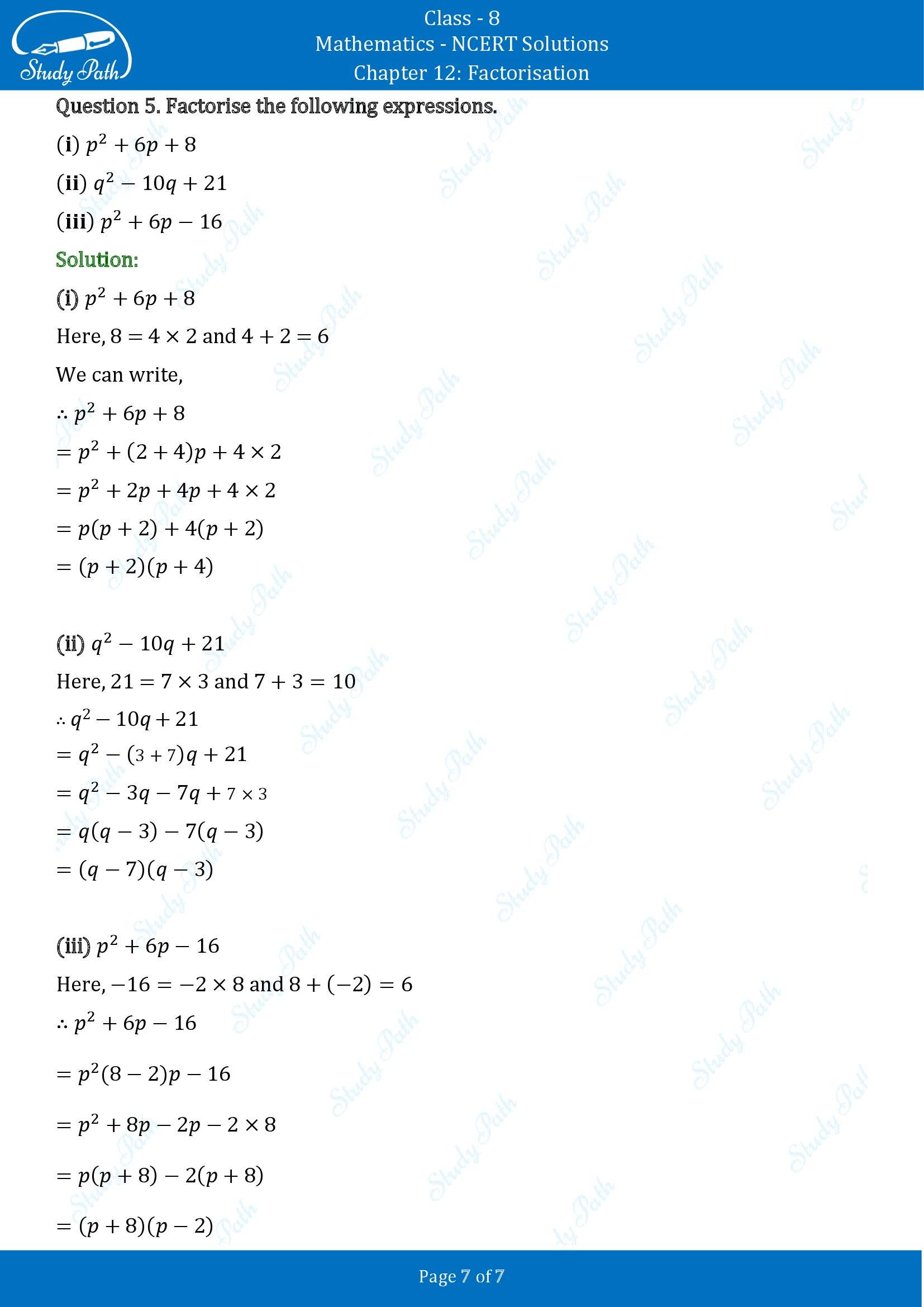 NCERT Solutions for Class 8 Maths Chapter 12 Factorisation Exercise 12.2 00007