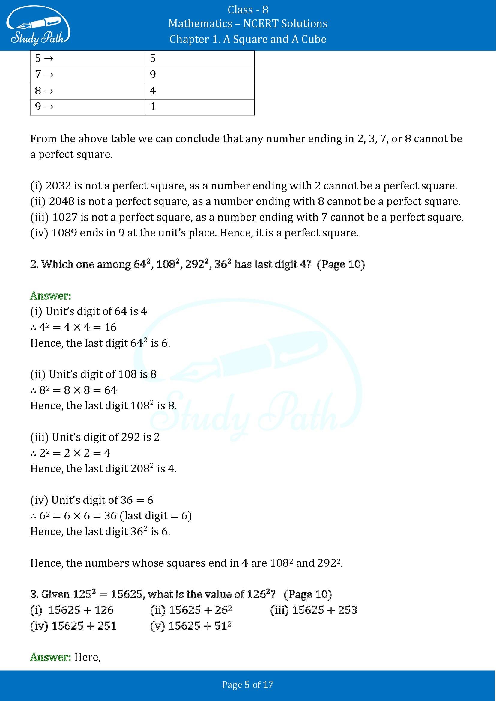 NCERT Solutions for Class 8 Maths Ganit Prakash Part 1 Chapter 1 A Square and A Cube 00005
