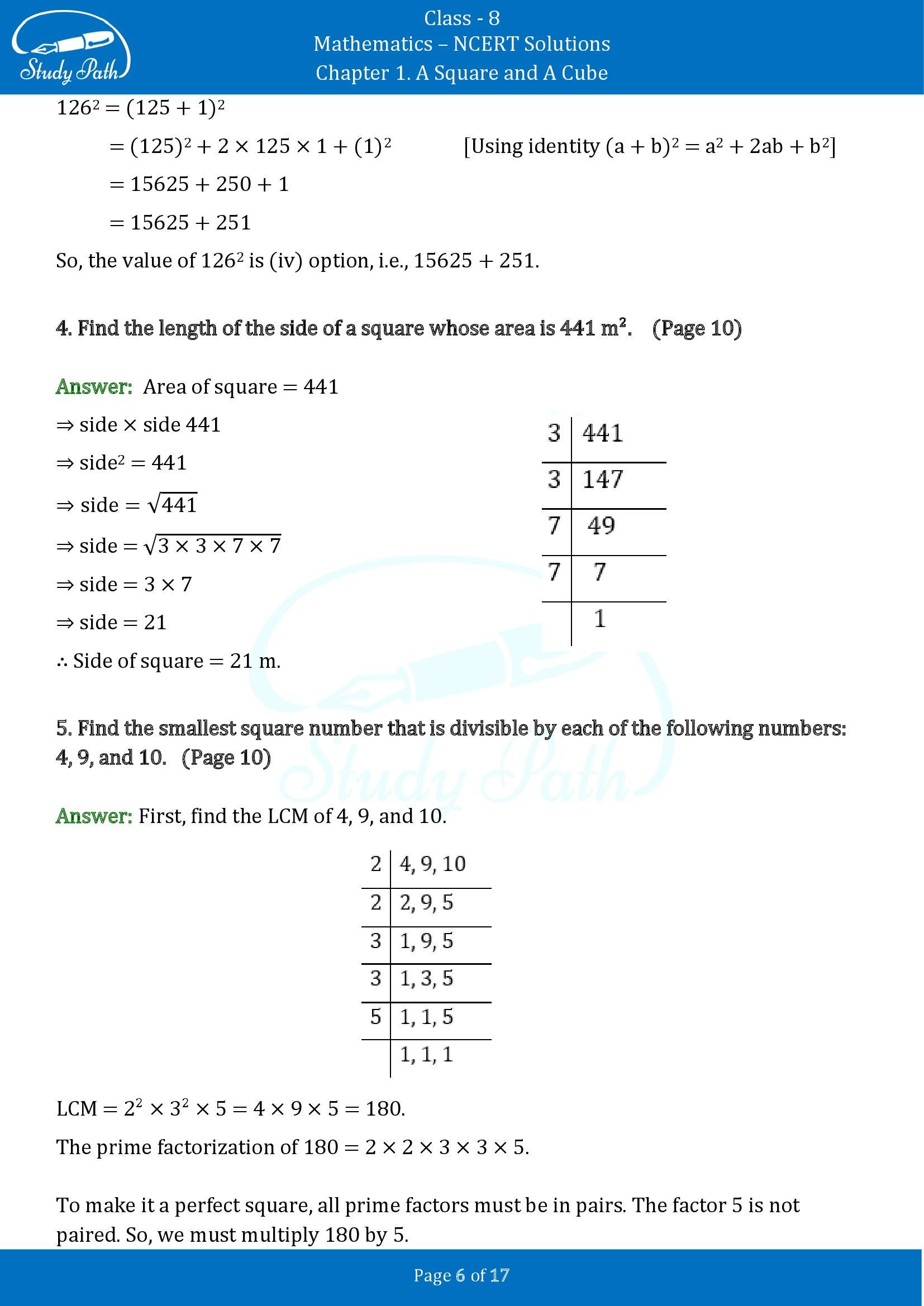 NCERT Solutions for Class 8 Maths Ganit Prakash Part 1 Chapter 1 A Square and A Cube 00006