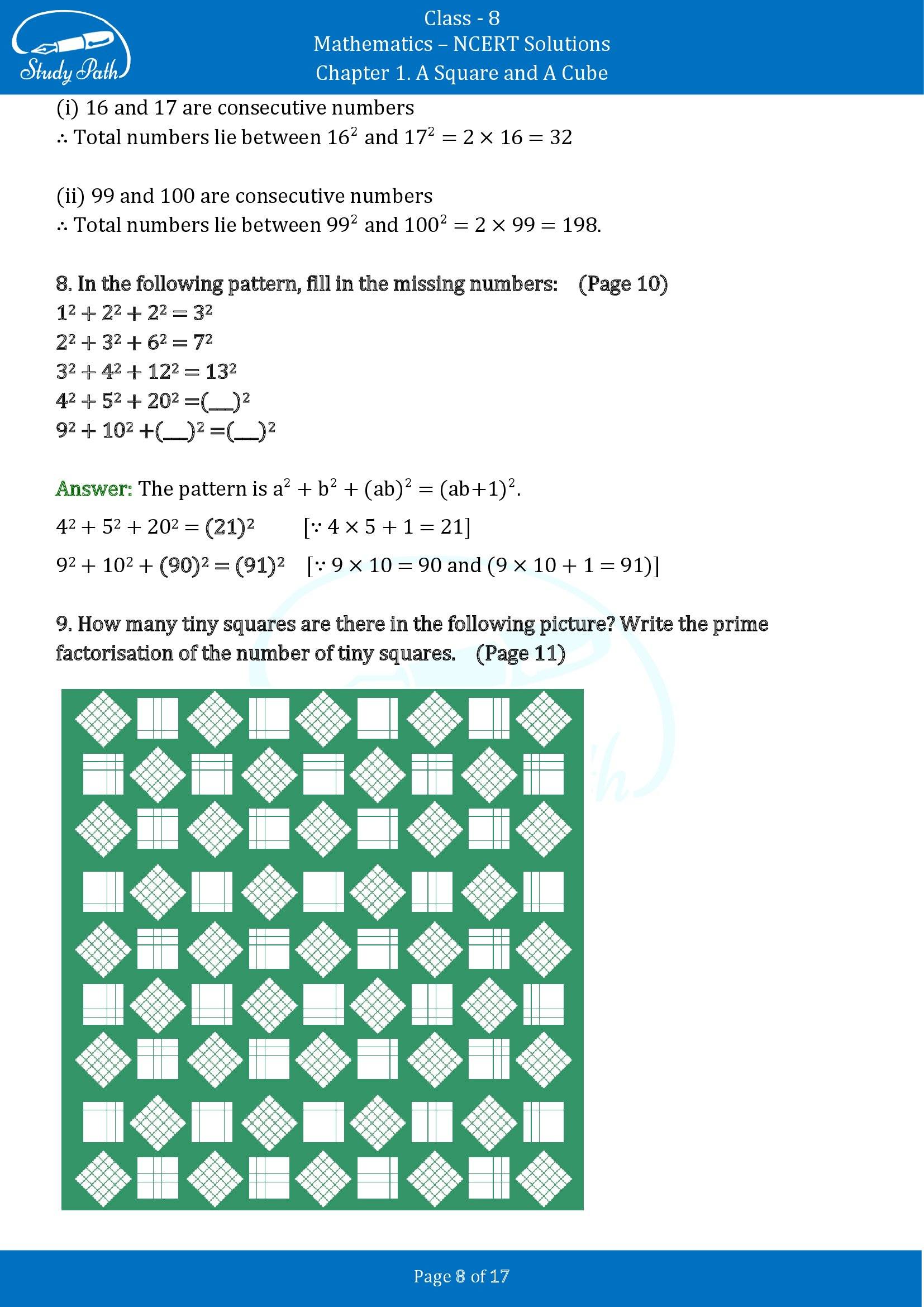 NCERT Solutions for Class 8 Maths Ganit Prakash Part 1 Chapter 1 A Square and A Cube 00008