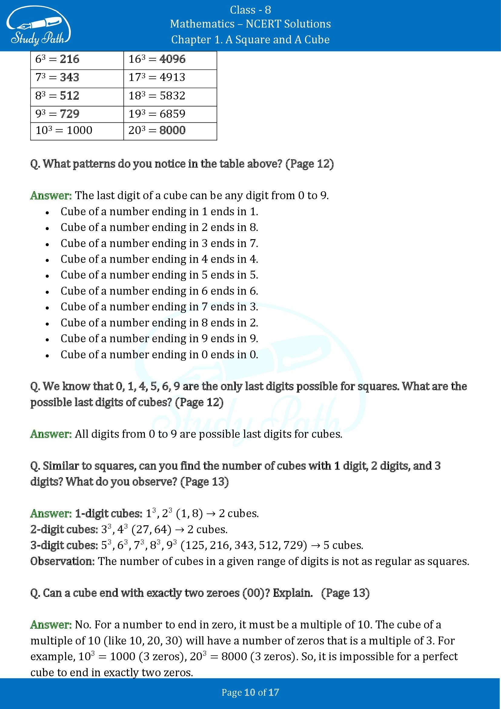NCERT Solutions for Class 8 Maths Ganit Prakash Part 1 Chapter 1 A Square and A Cube 00010