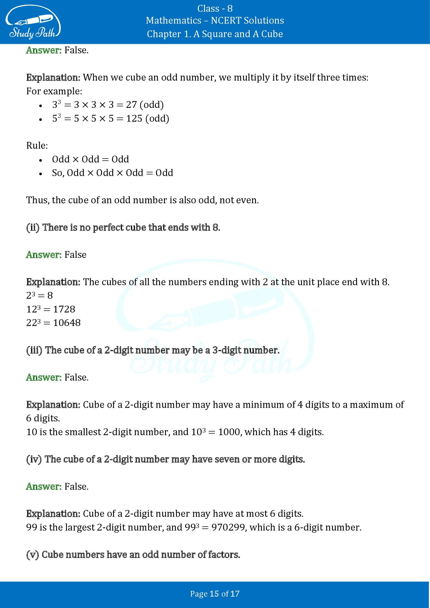 NCERT Solutions for Class 8 Maths Ganit Prakash Part 1 Chapter 1 A Square and A Cube 00015