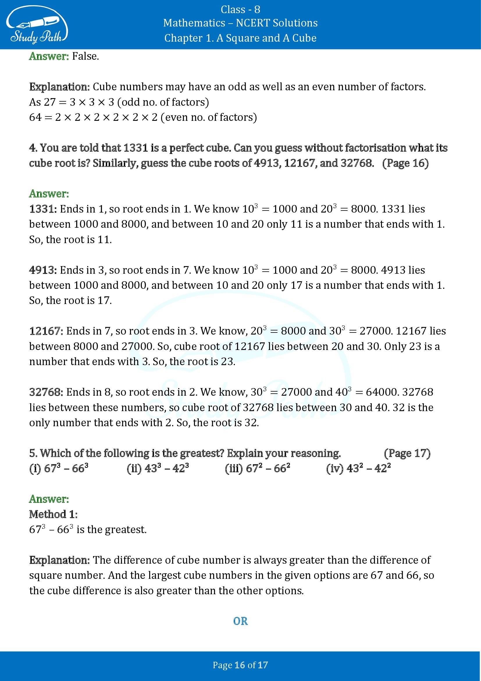 NCERT Solutions for Class 8 Maths Ganit Prakash Part 1 Chapter 1 A Square and A Cube 00016