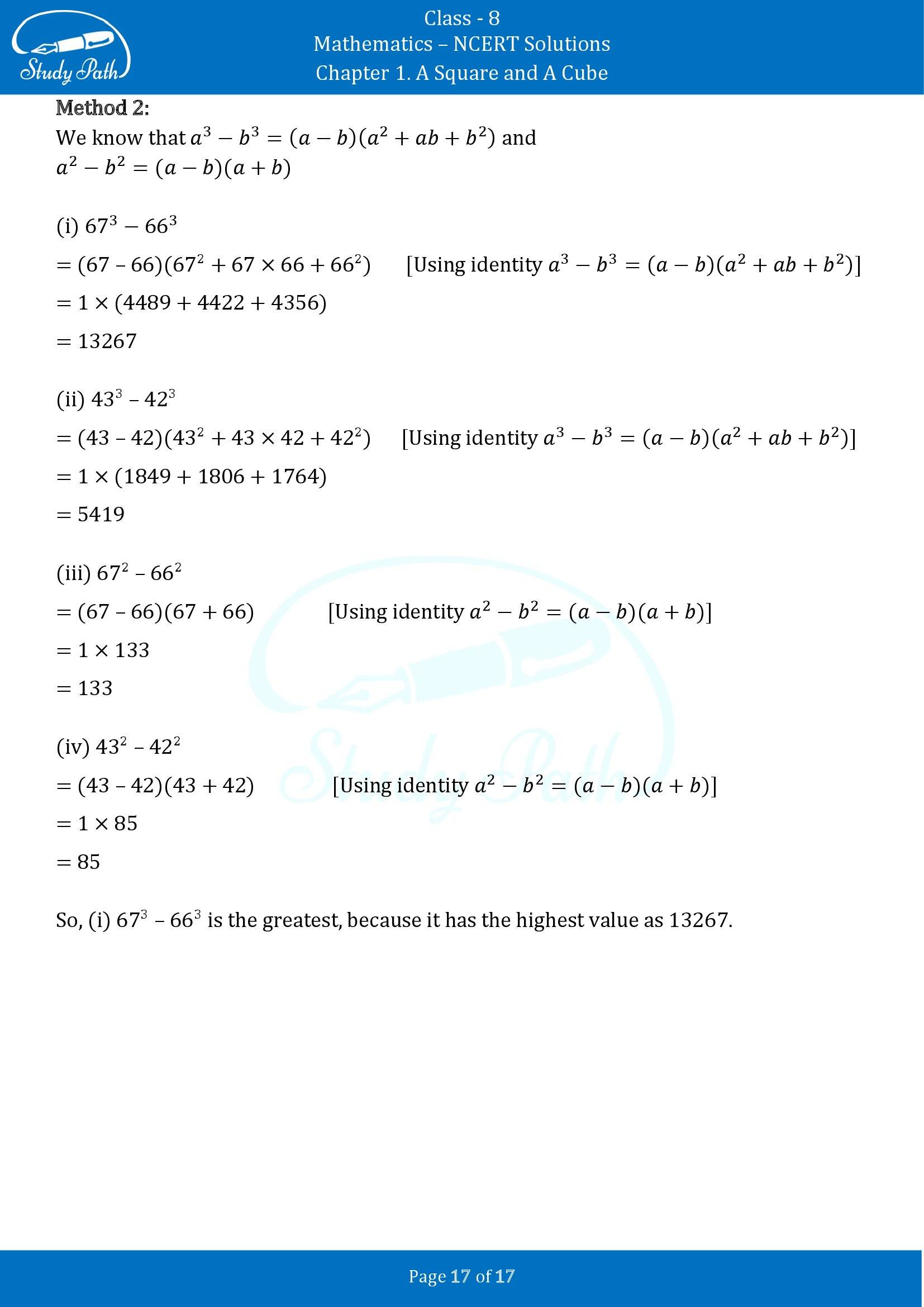 NCERT Solutions for Class 8 Maths Ganit Prakash Part 1 Chapter 1 A Square and A Cube 00017