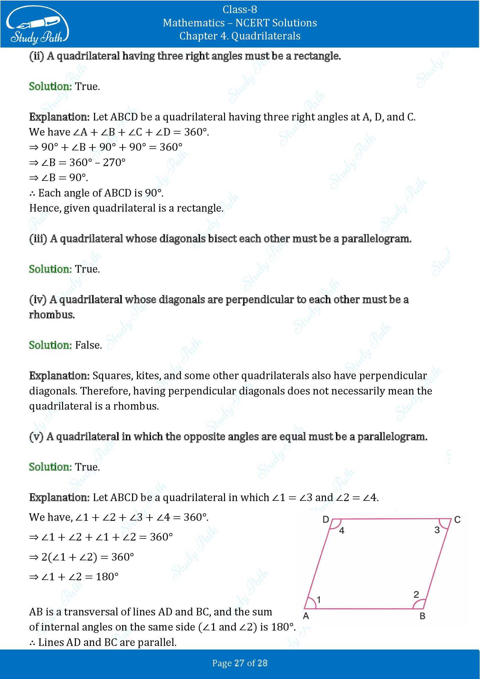 NCERT Solutions for Class 8 Maths Ganit Prakash Part 1 Chapter 4 Quadrilaterals 00027