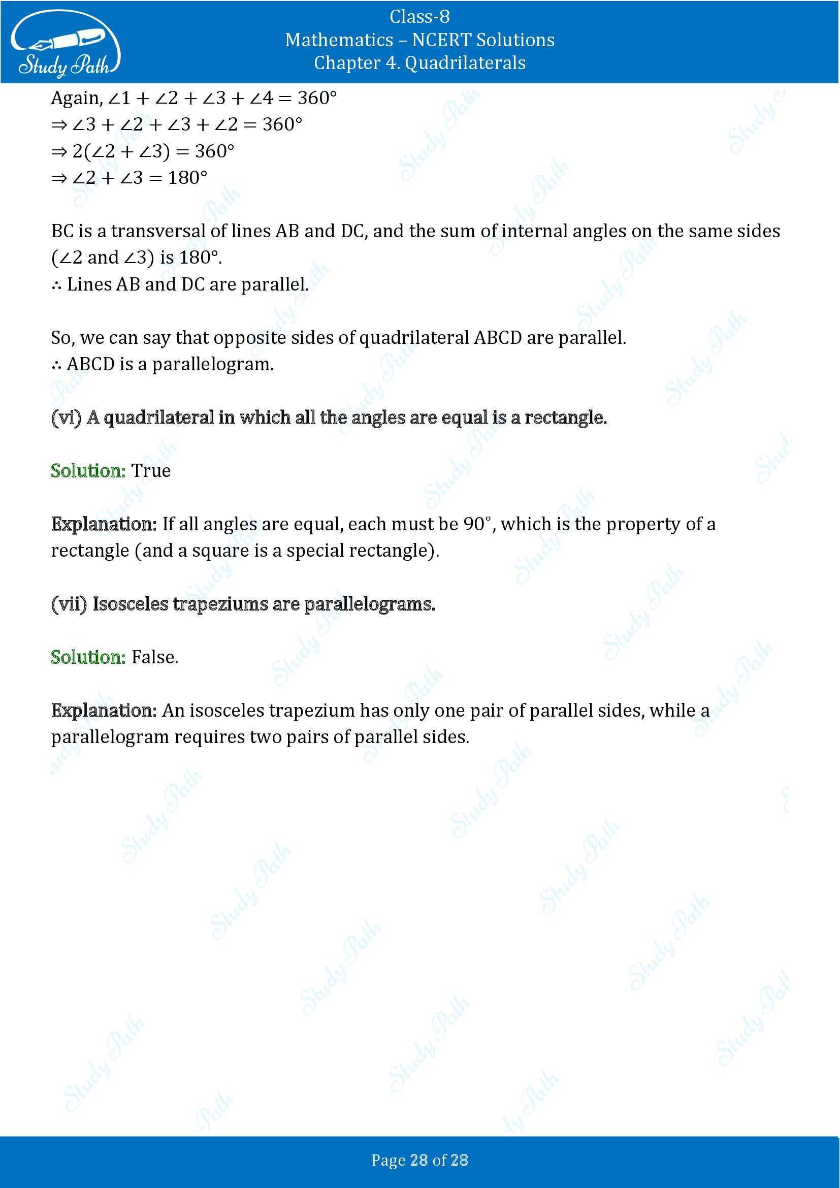 NCERT Solutions for Class 8 Maths Ganit Prakash Part 1 Chapter 4 Quadrilaterals 00028