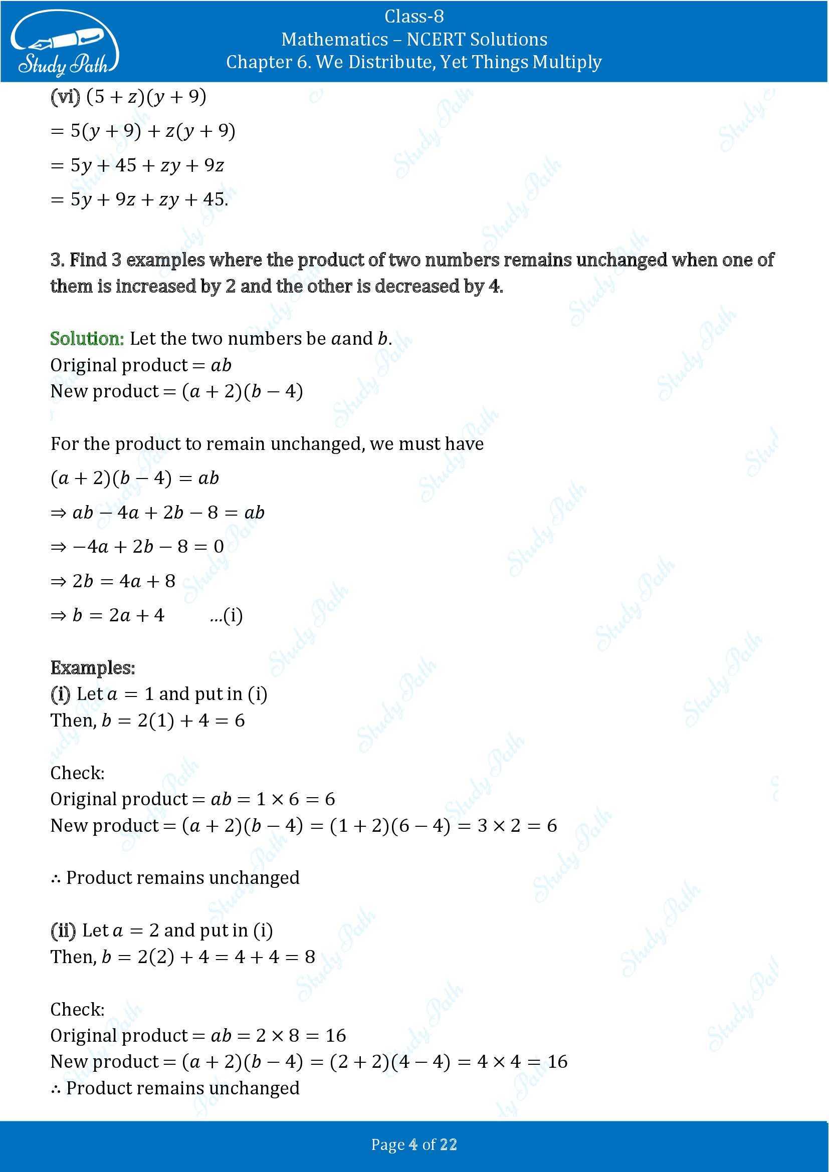 NCERT Solutions for Class 8 Maths Ganit Prakash Part 1 Chapter 6 We Distribute Yet Things Multiply 00004