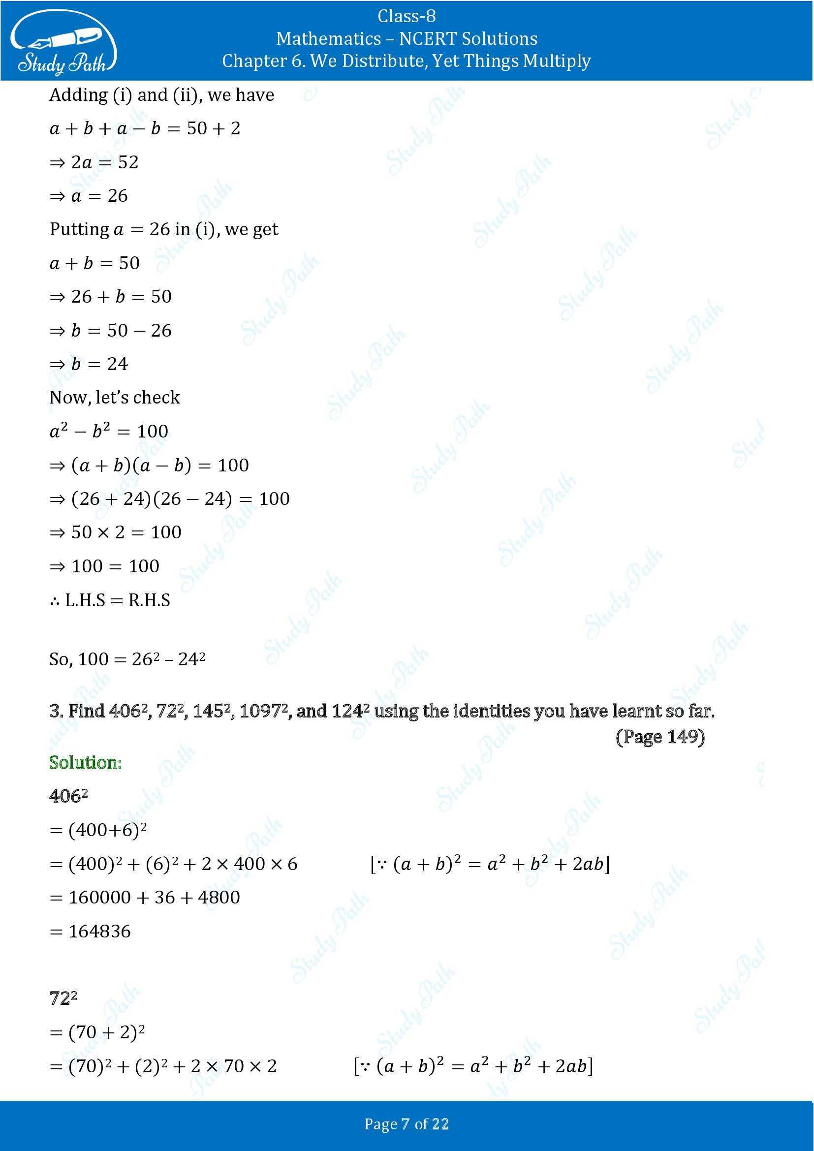 NCERT Solutions for Class 8 Maths Ganit Prakash Part 1 Chapter 6 We Distribute Yet Things Multiply 00007