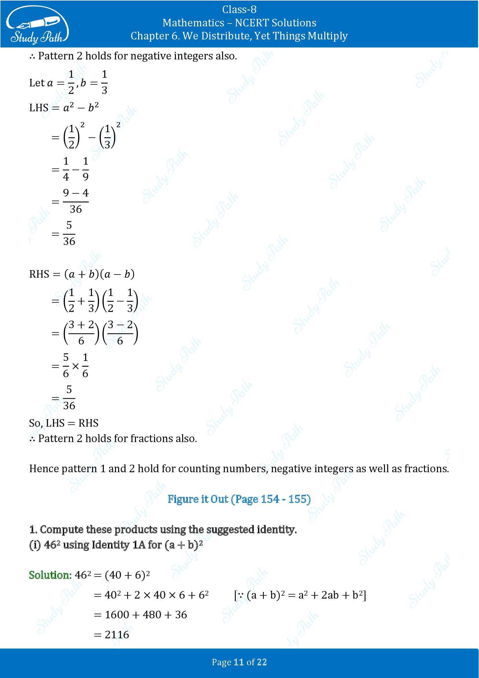 NCERT Solutions for Class 8 Maths Ganit Prakash Part 1 Chapter 6 We Distribute Yet Things Multiply 00011