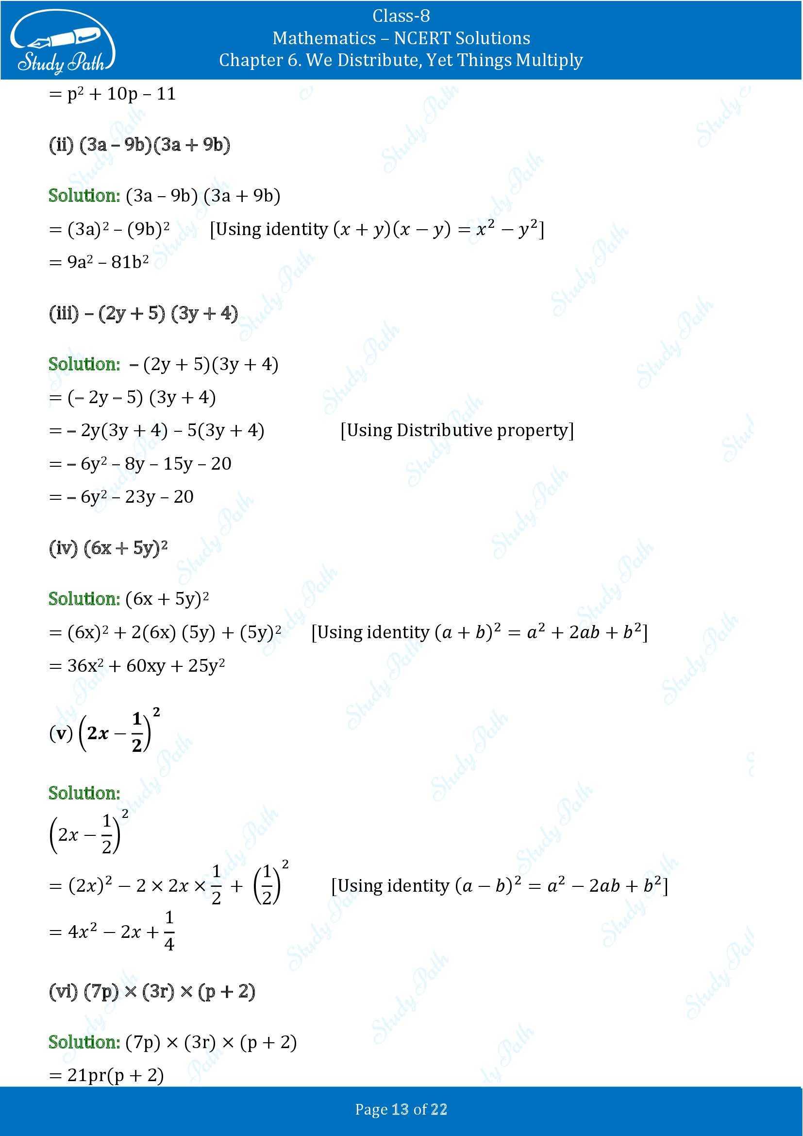 NCERT Solutions for Class 8 Maths Ganit Prakash Part 1 Chapter 6 We Distribute Yet Things Multiply 00013
