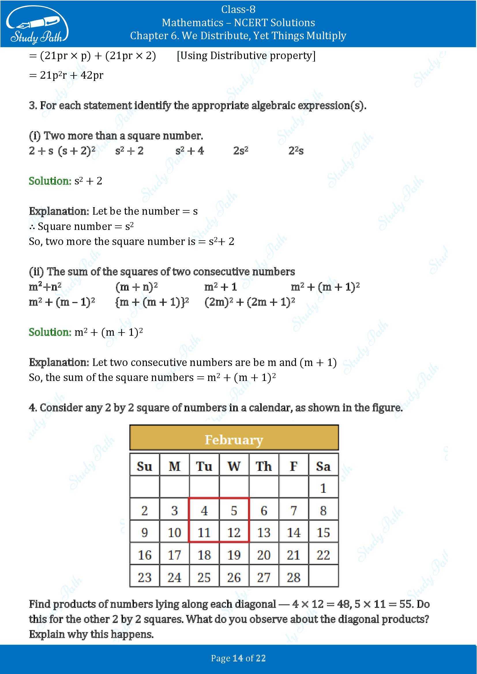 NCERT Solutions for Class 8 Maths Ganit Prakash Part 1 Chapter 6 We Distribute Yet Things Multiply 00014