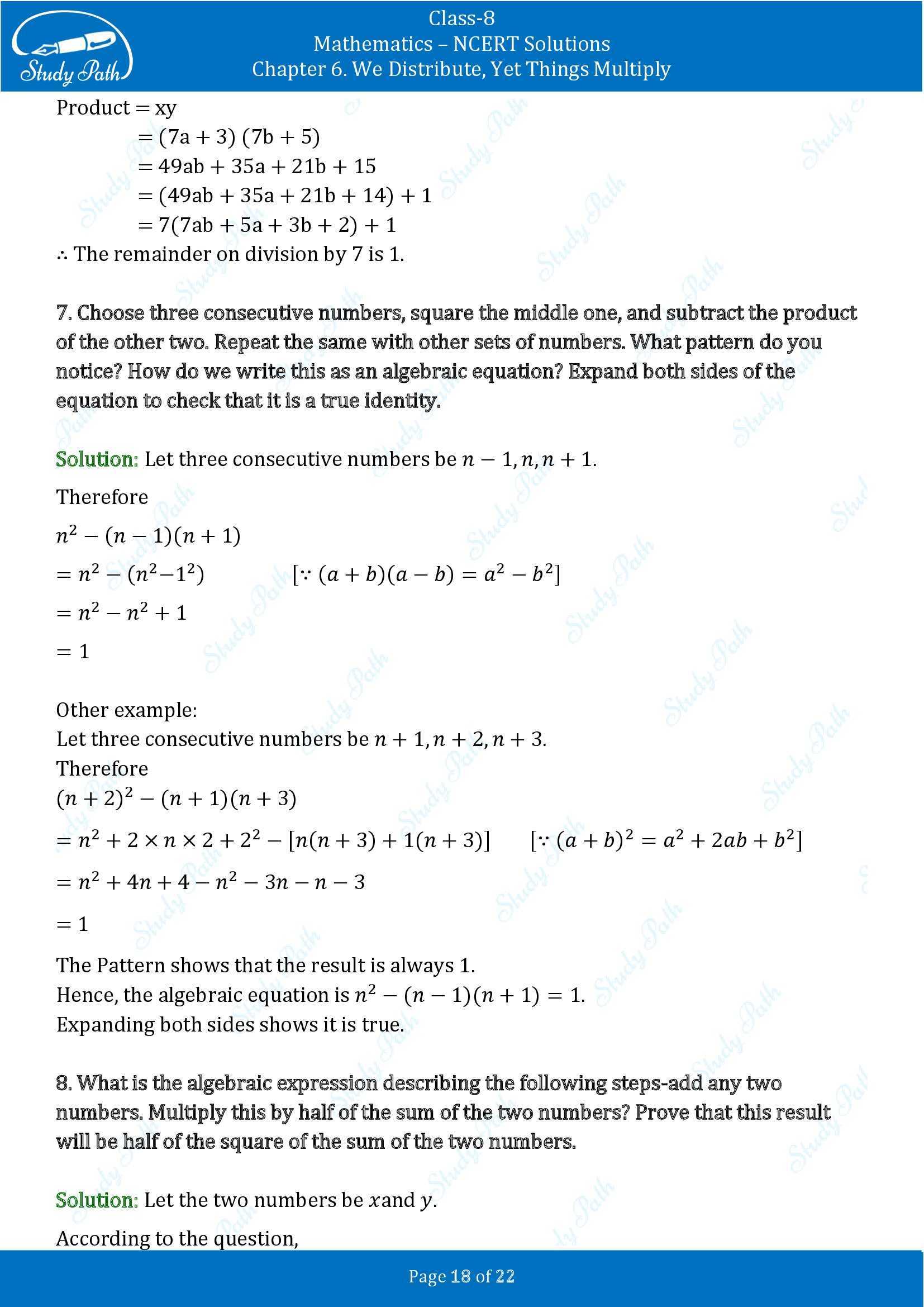 NCERT Solutions for Class 8 Maths Ganit Prakash Part 1 Chapter 6 We Distribute Yet Things Multiply 00018