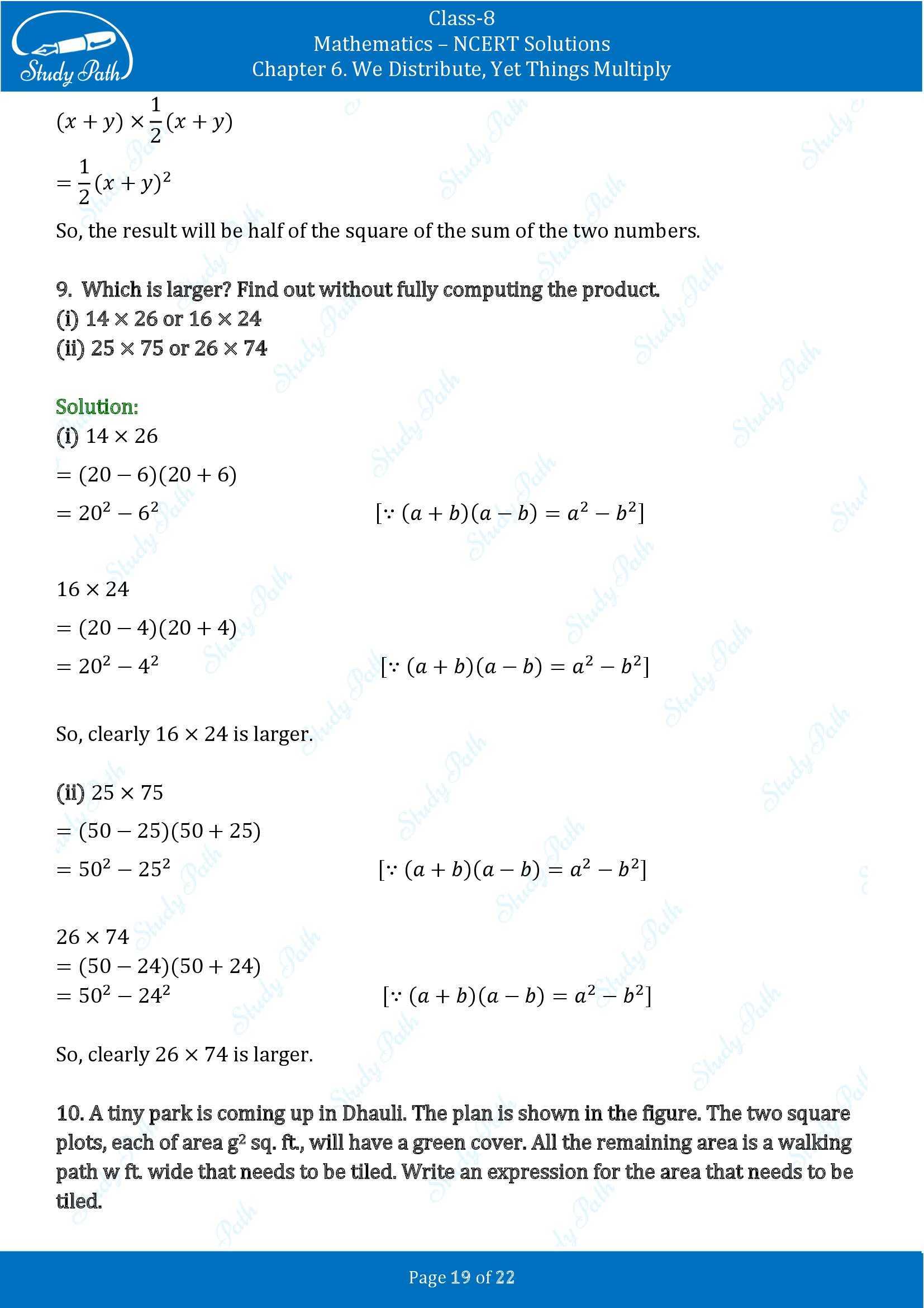 NCERT Solutions for Class 8 Maths Ganit Prakash Part 1 Chapter 6 We Distribute Yet Things Multiply 00019