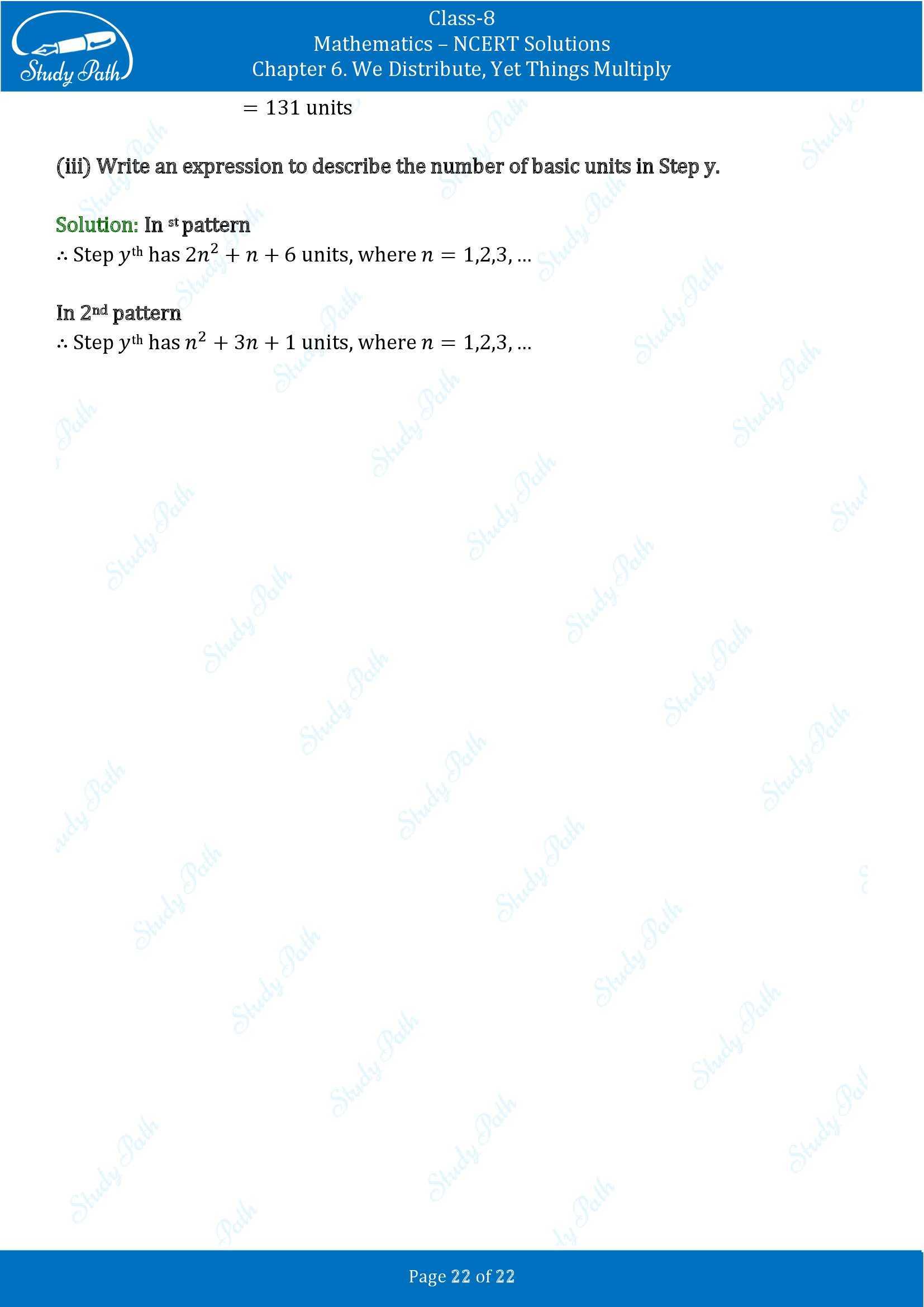 NCERT Solutions for Class 8 Maths Ganit Prakash Part 1 Chapter 6 We Distribute Yet Things Multiply 00022