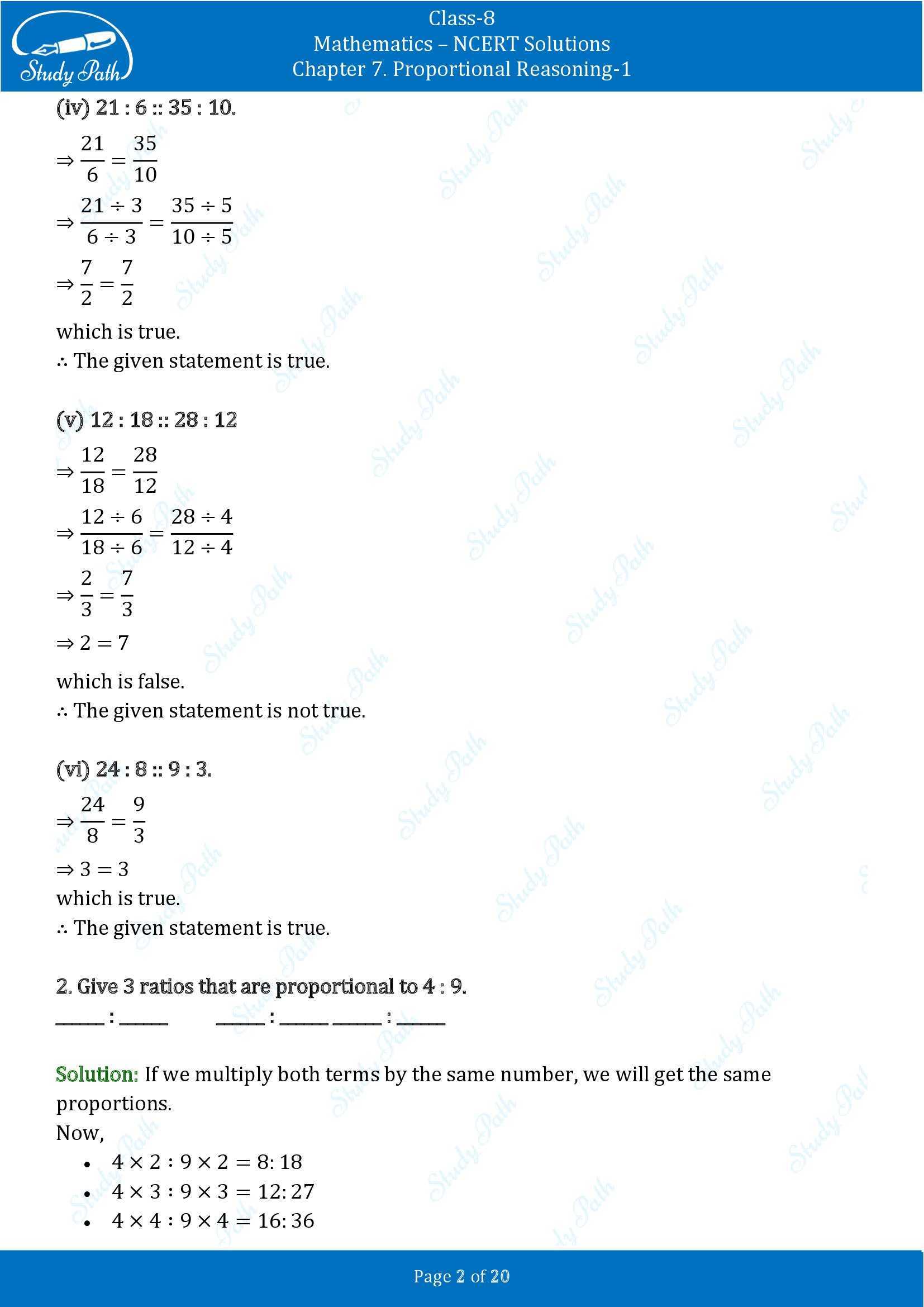 NCERT Solutions for Class 8 Maths Ganit Prakash Part 1 Chapter 7 Proportional Reasoning 1 00002