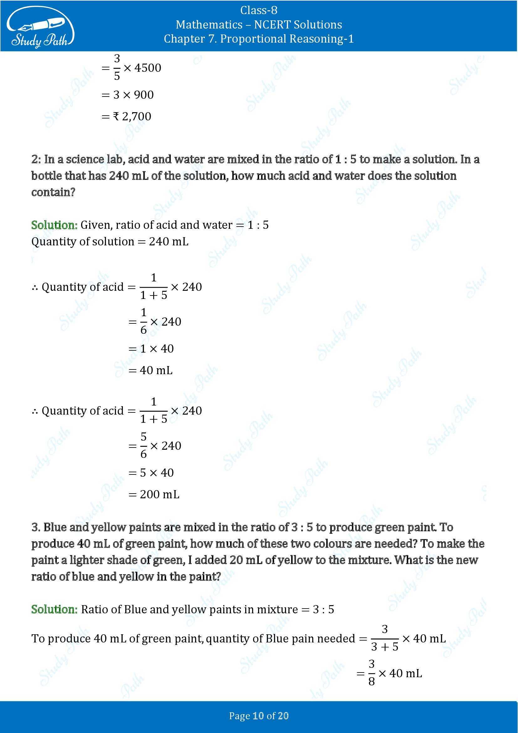 NCERT Solutions for Class 8 Maths Ganit Prakash Part 1 Chapter 7 Proportional Reasoning 1 00010