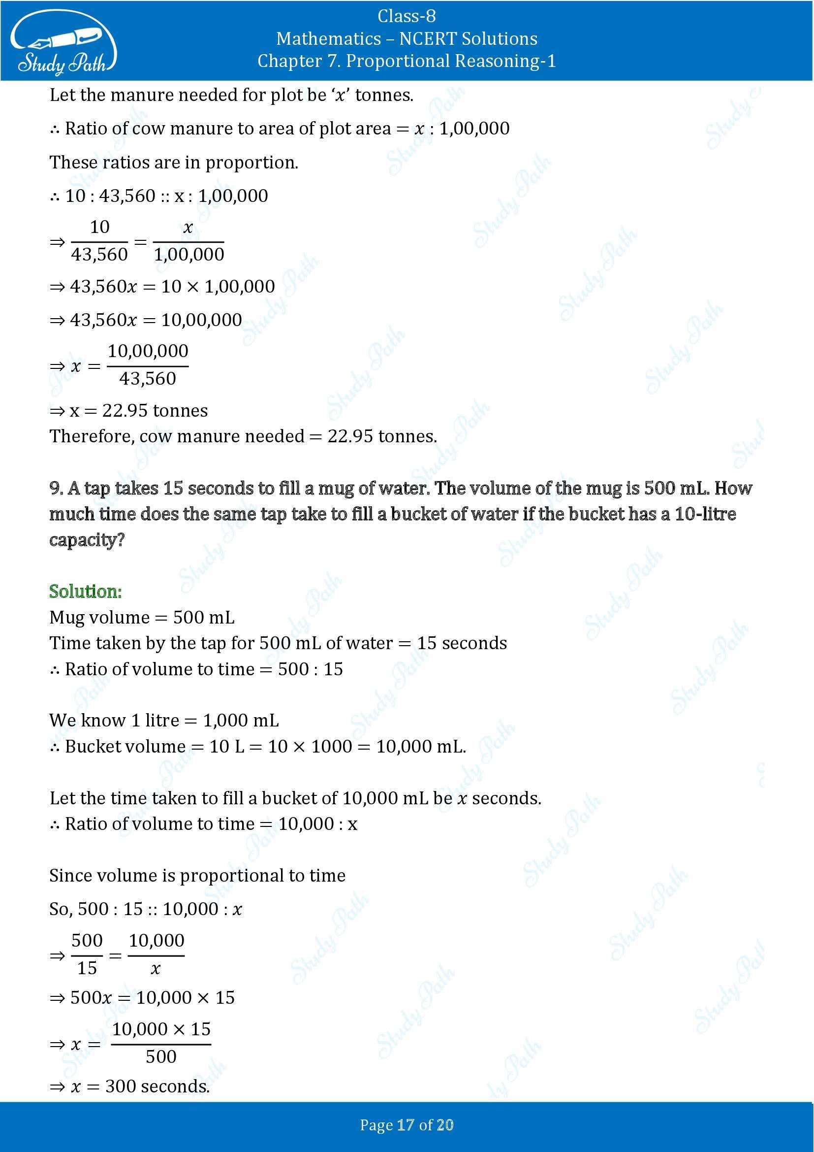 NCERT Solutions for Class 8 Maths Ganit Prakash Part 1 Chapter 7 Proportional Reasoning 1 00017