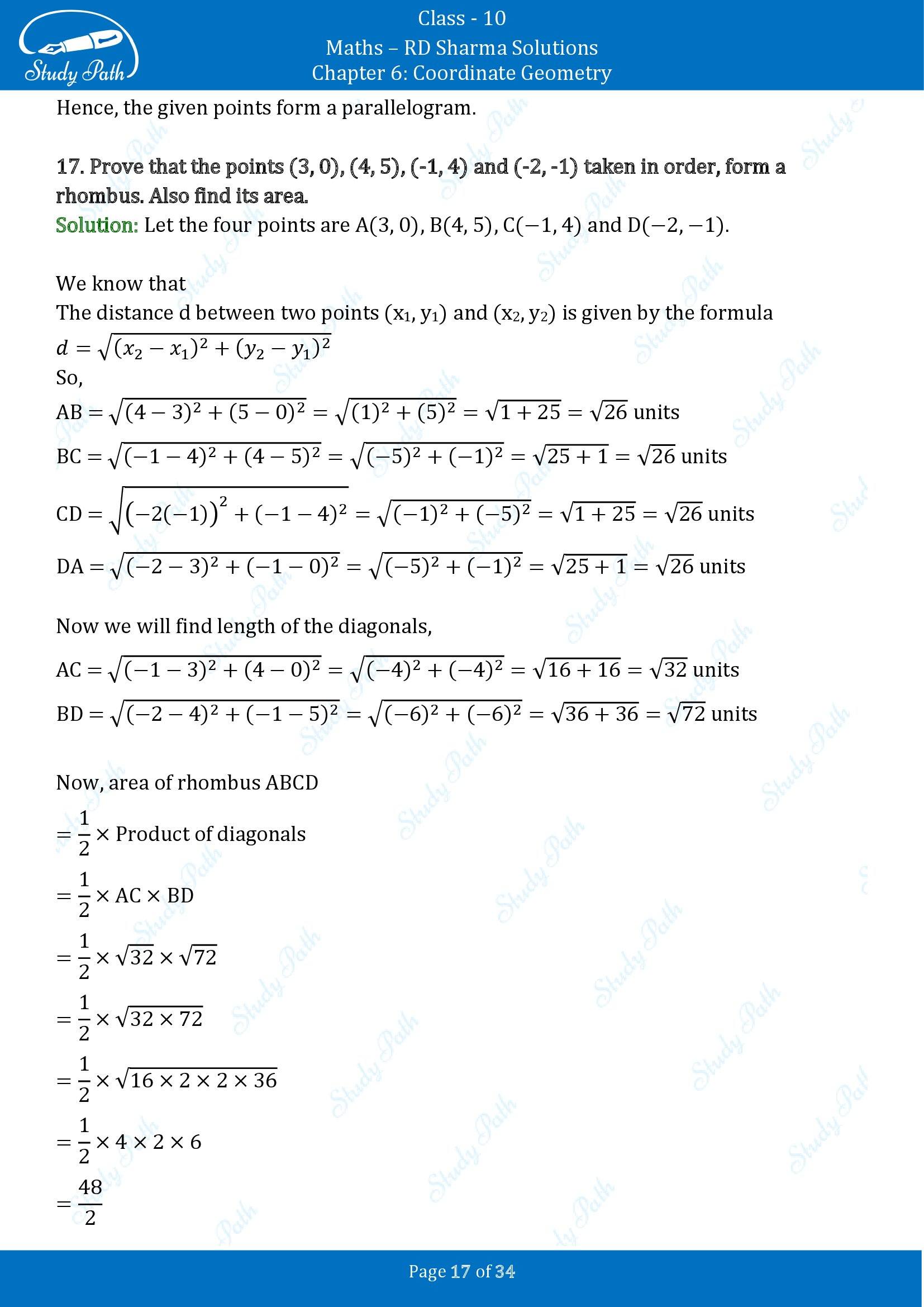 RD Sharma Solutions Class 10 Chapter 6 Coordinate Geometry Exercise 6.2 00017