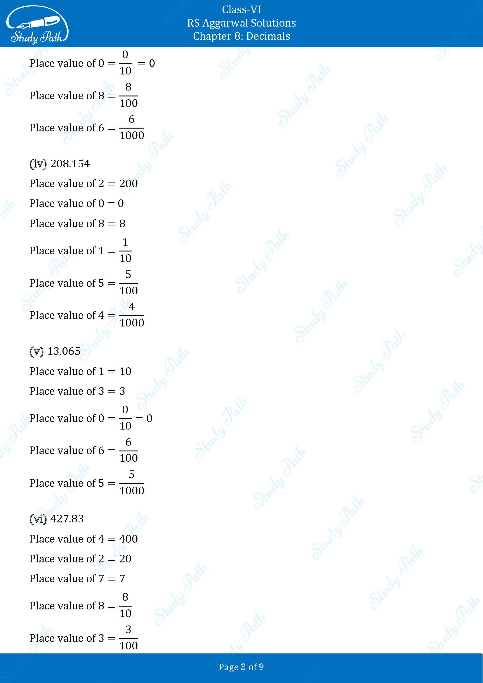 RS Aggarwal Solutions Class 6 Chapter 8 Decimals Exercise 8A 00003