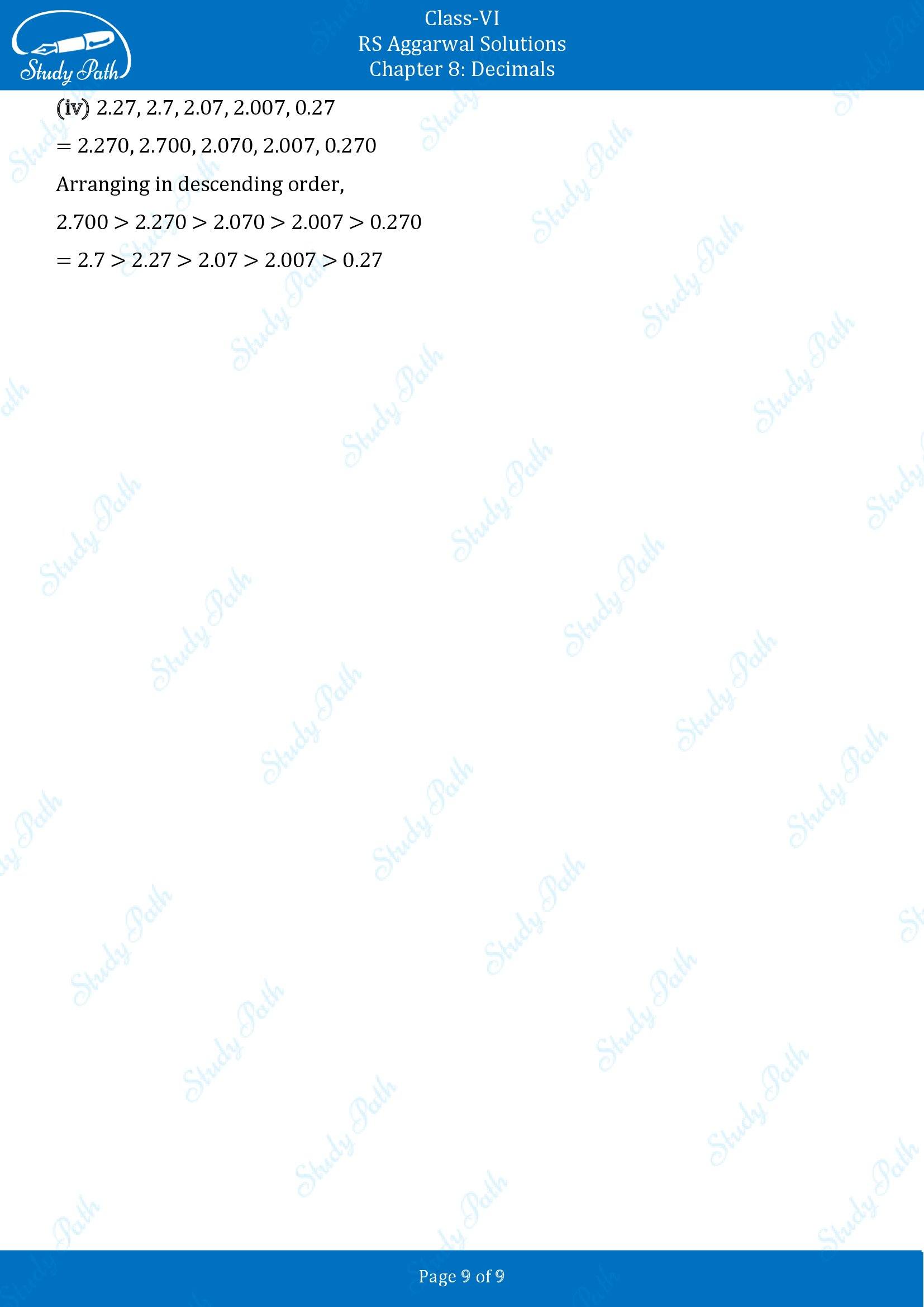 RS Aggarwal Solutions Class 6 Chapter 8 Decimals Exercise 8A 00009