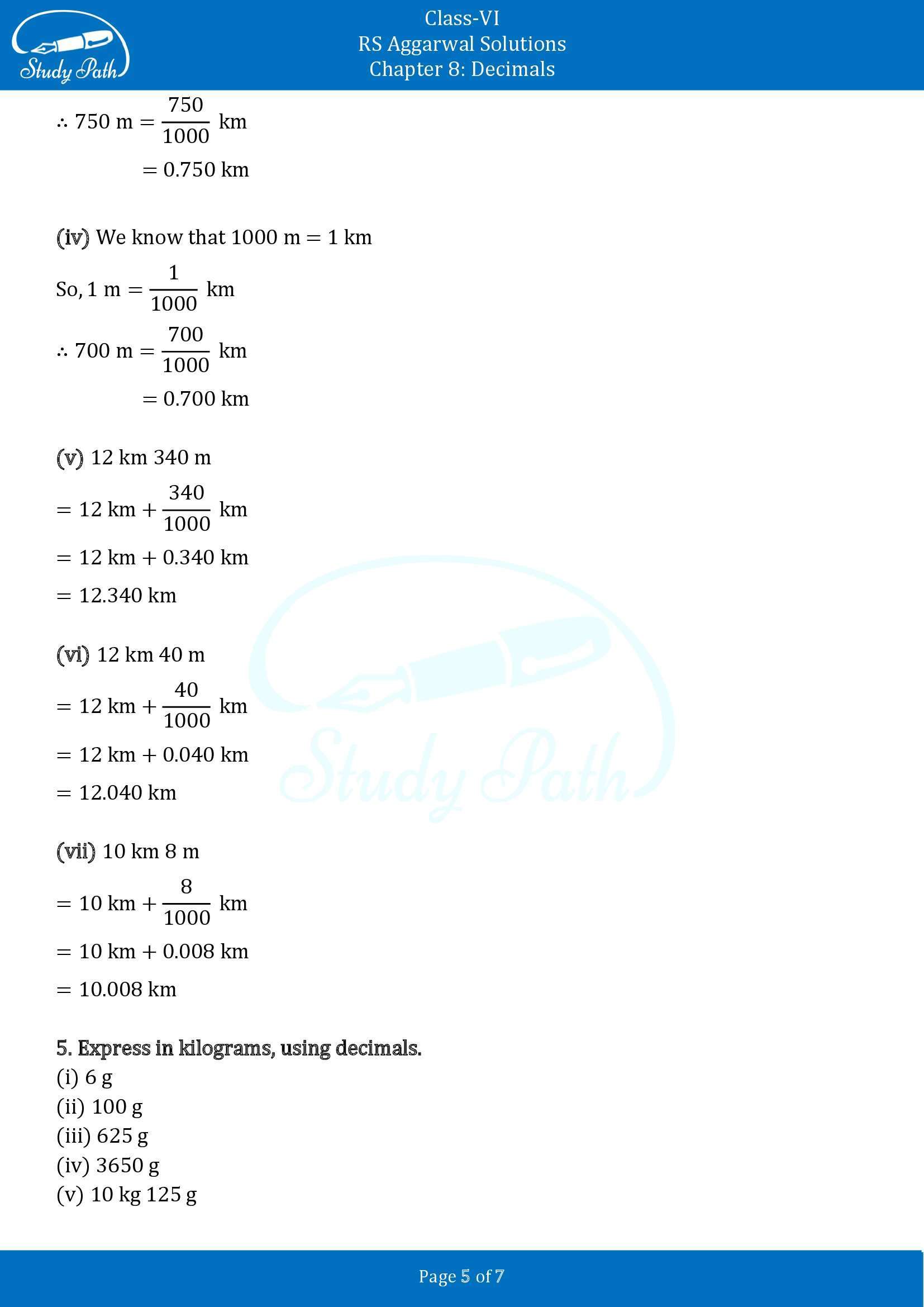 RS Aggarwal Solutions Class 6 Chapter 8 Decimals Exercise 8C 00005