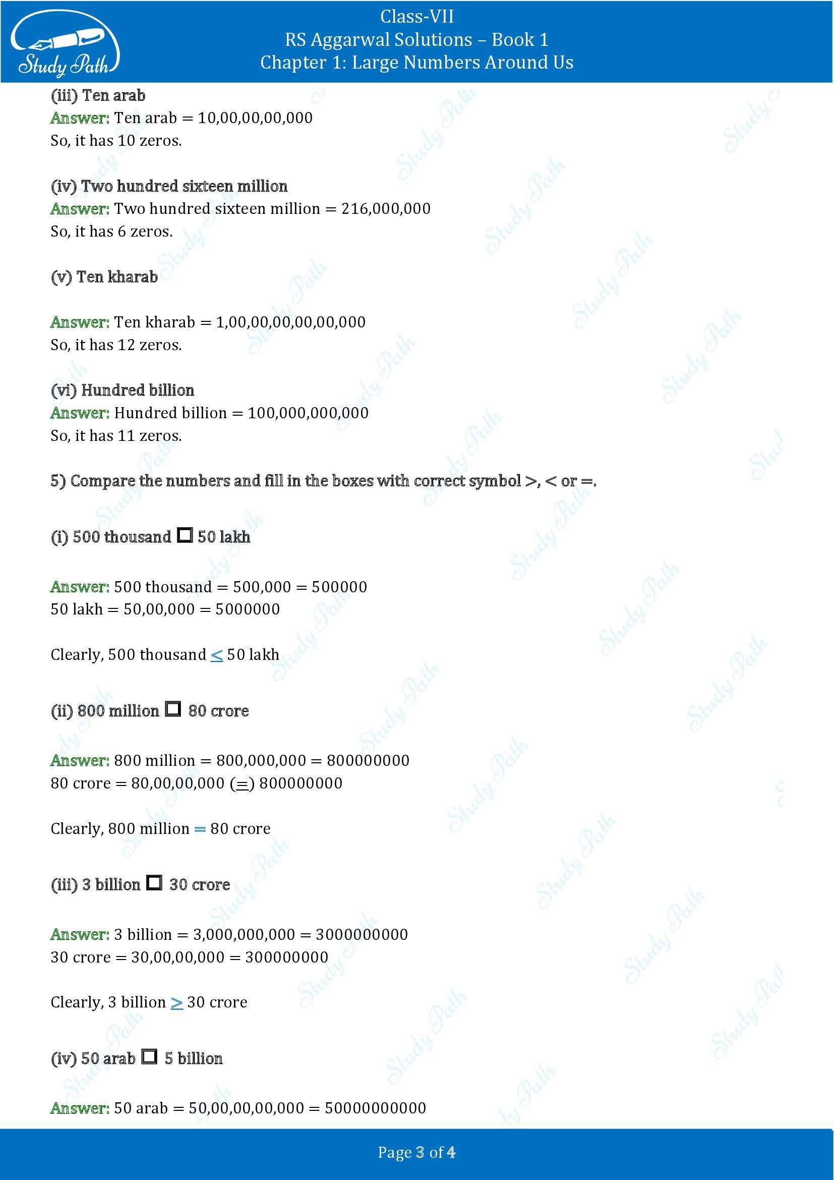 RS Aggarwal Solutions Class 7 Book 1 Chapter 1 Large Numbers Around Us Exercise 1A 00003