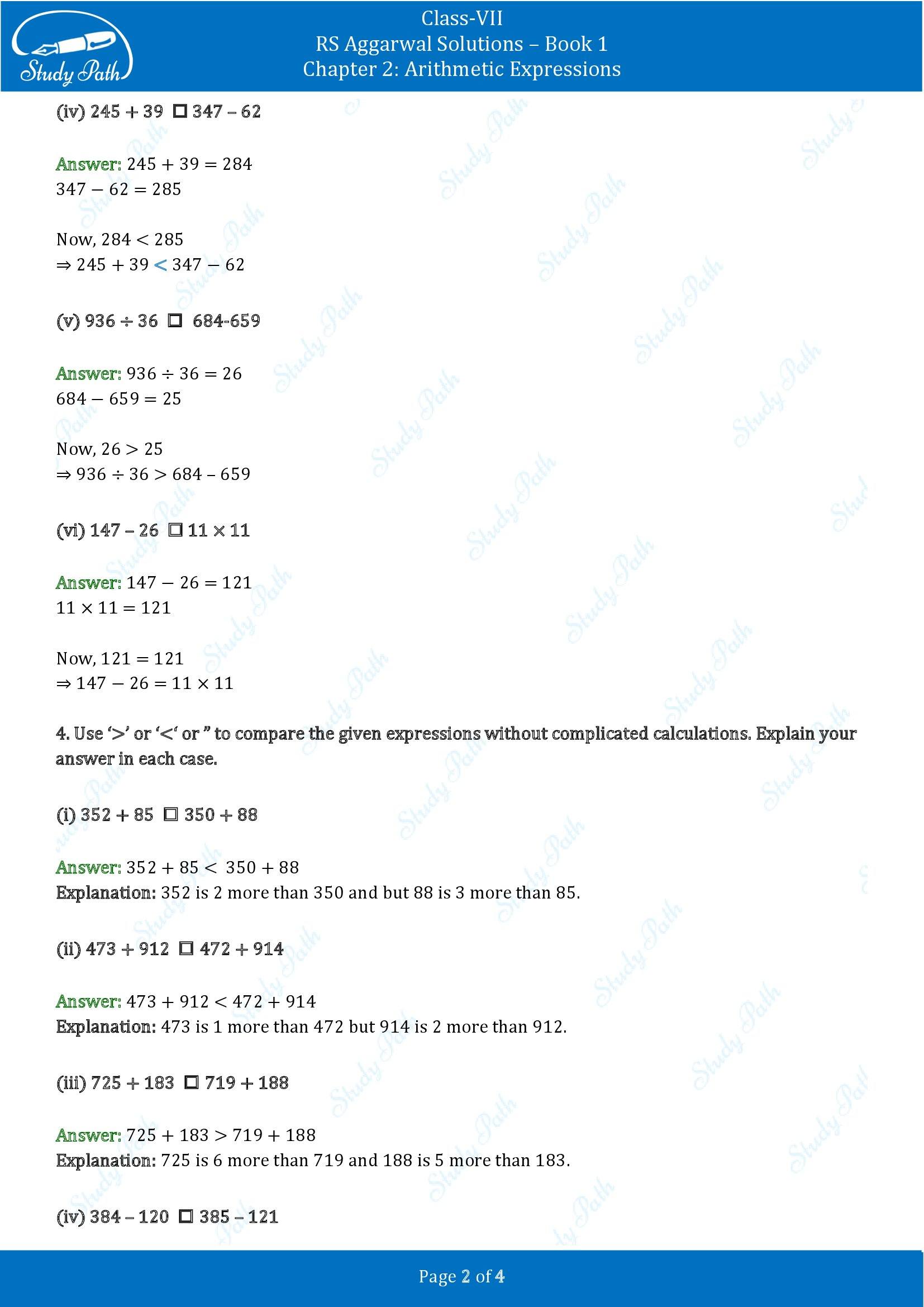 RS Aggarwal Solutions Class 7 Book 1 Chapter 2 Arithmetic Expressions Exercise 2A 00002