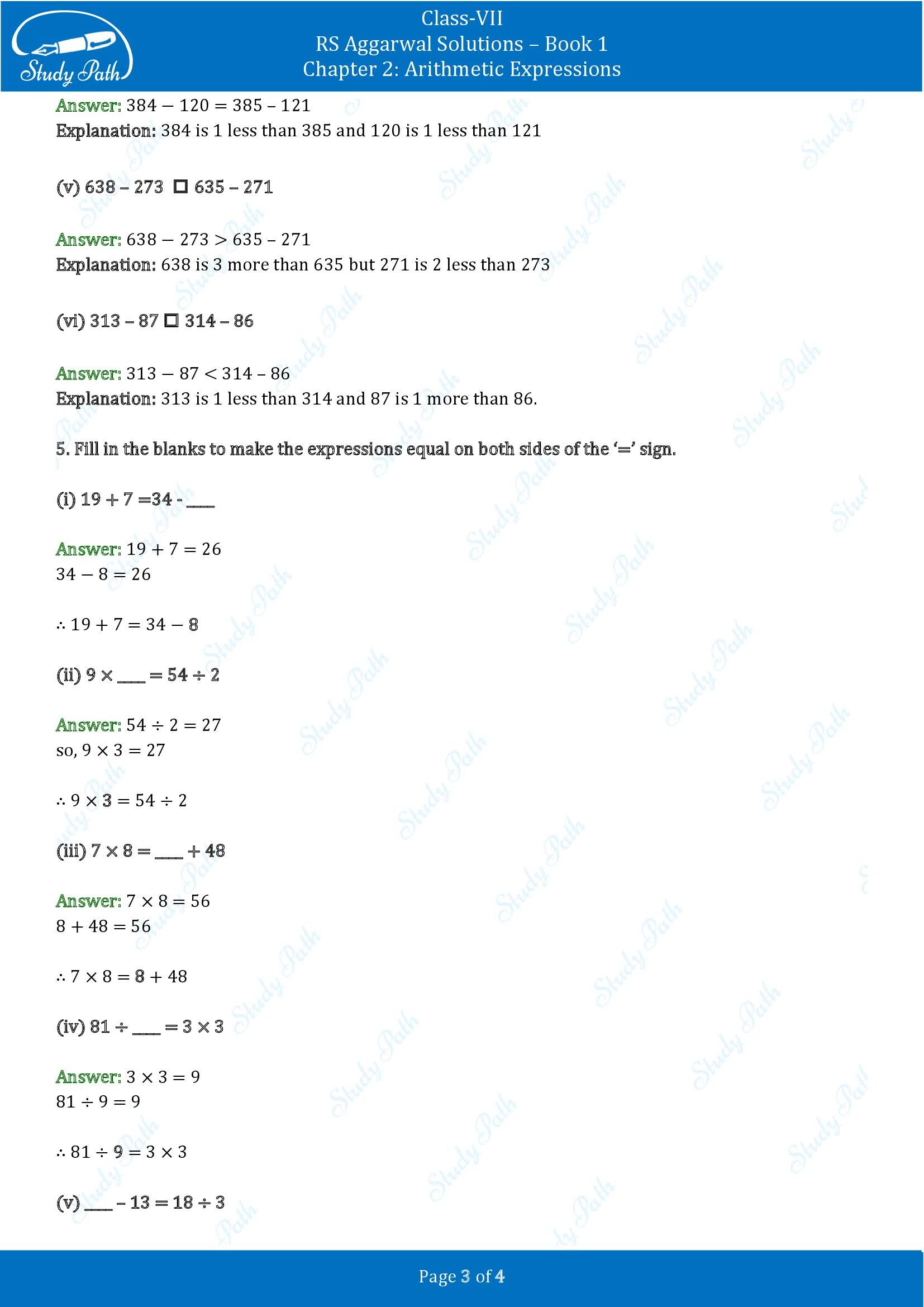 RS Aggarwal Solutions Class 7 Book 1 Chapter 2 Arithmetic Expressions Exercise 2A 00003