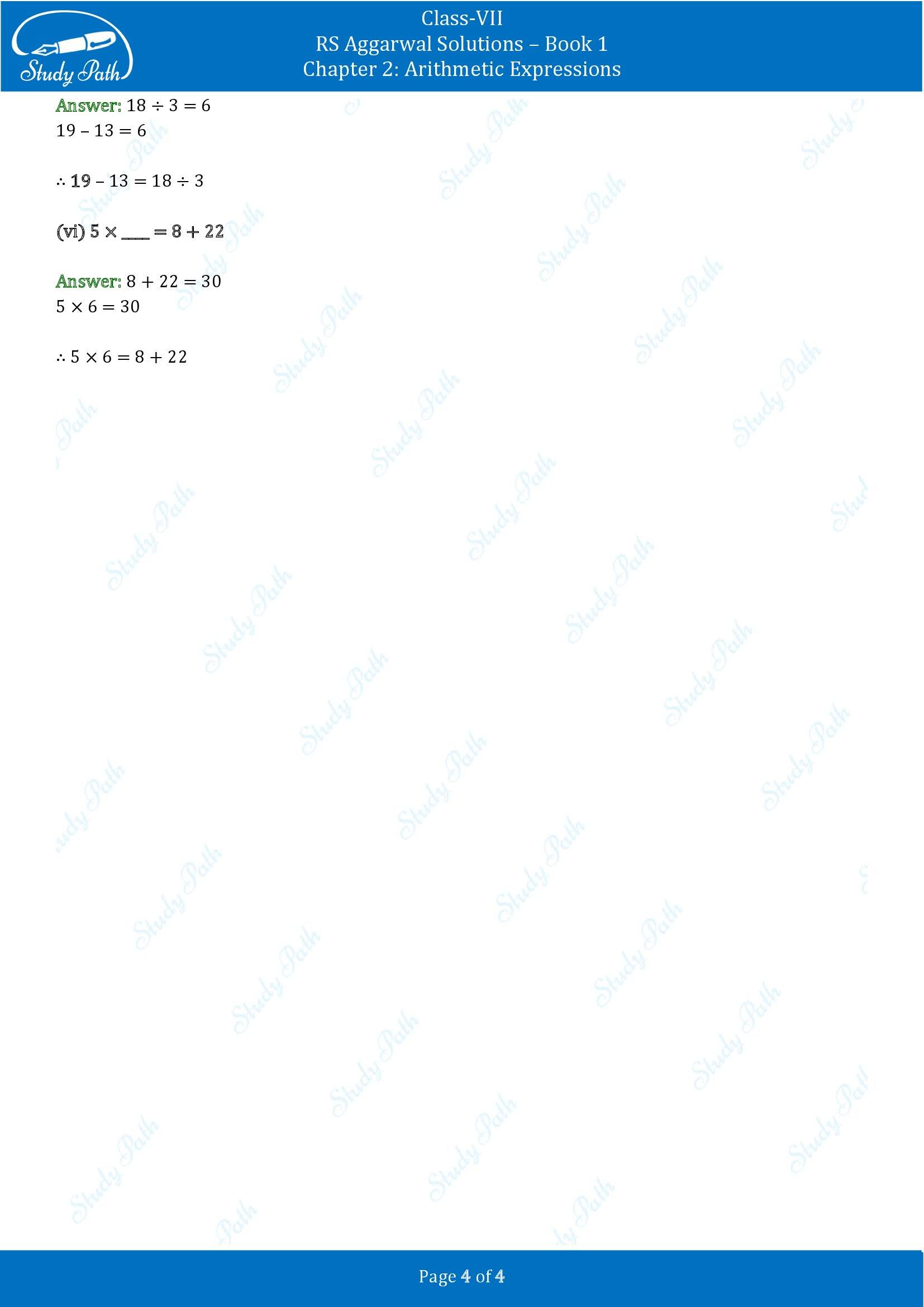 RS Aggarwal Solutions Class 7 Book 1 Chapter 2 Arithmetic Expressions Exercise 2A 00004