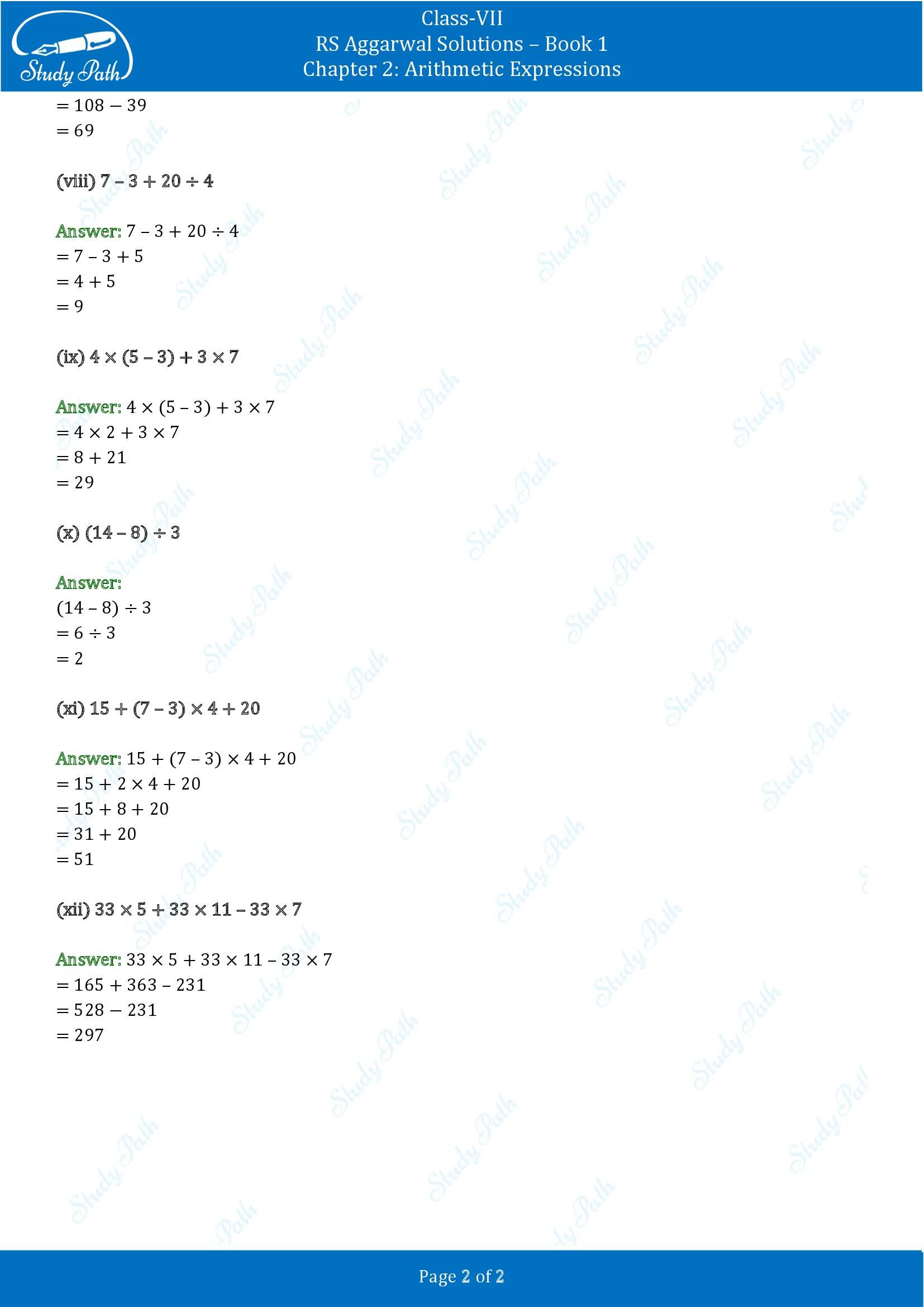 RS Aggarwal Solutions Class 7 Book 1 Chapter 2 Arithmetic Expressions Exercise 2B 00002