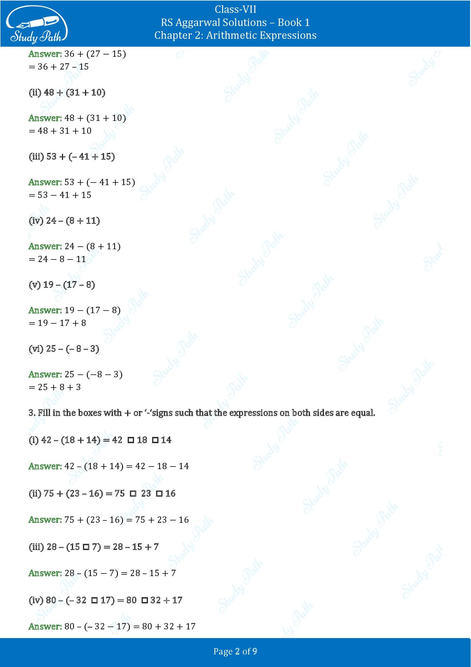 RS Aggarwal Solutions Class 7 Book 1 Chapter 2 Arithmetic Expressions Exercise 2C 00002