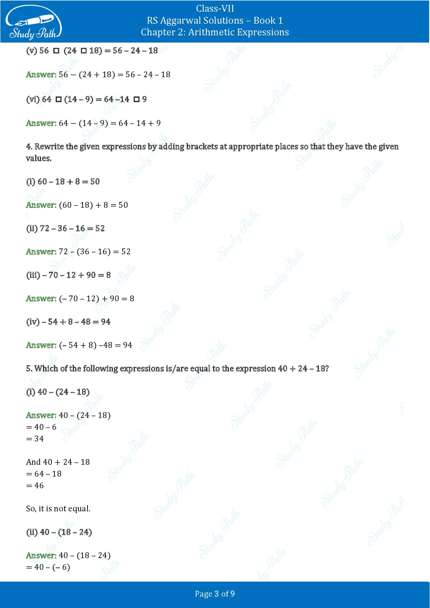 RS Aggarwal Solutions Class 7 Book 1 Chapter 2 Arithmetic Expressions Exercise 2C 00003