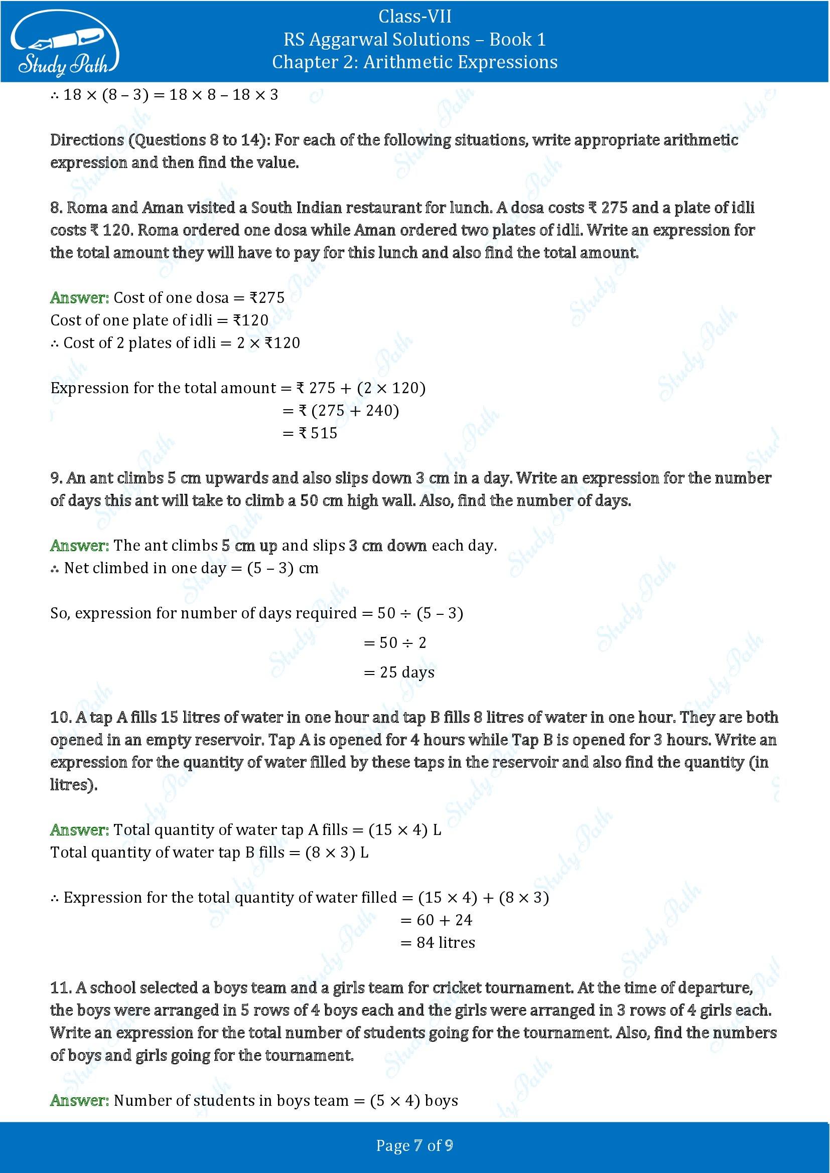 RS Aggarwal Solutions Class 7 Book 1 Chapter 2 Arithmetic Expressions Exercise 2C 00007