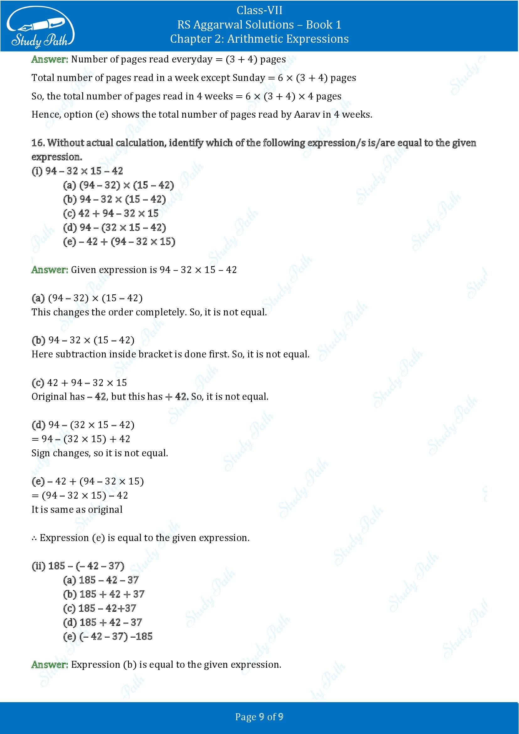 RS Aggarwal Solutions Class 7 Book 1 Chapter 2 Arithmetic Expressions Exercise 2C 00009