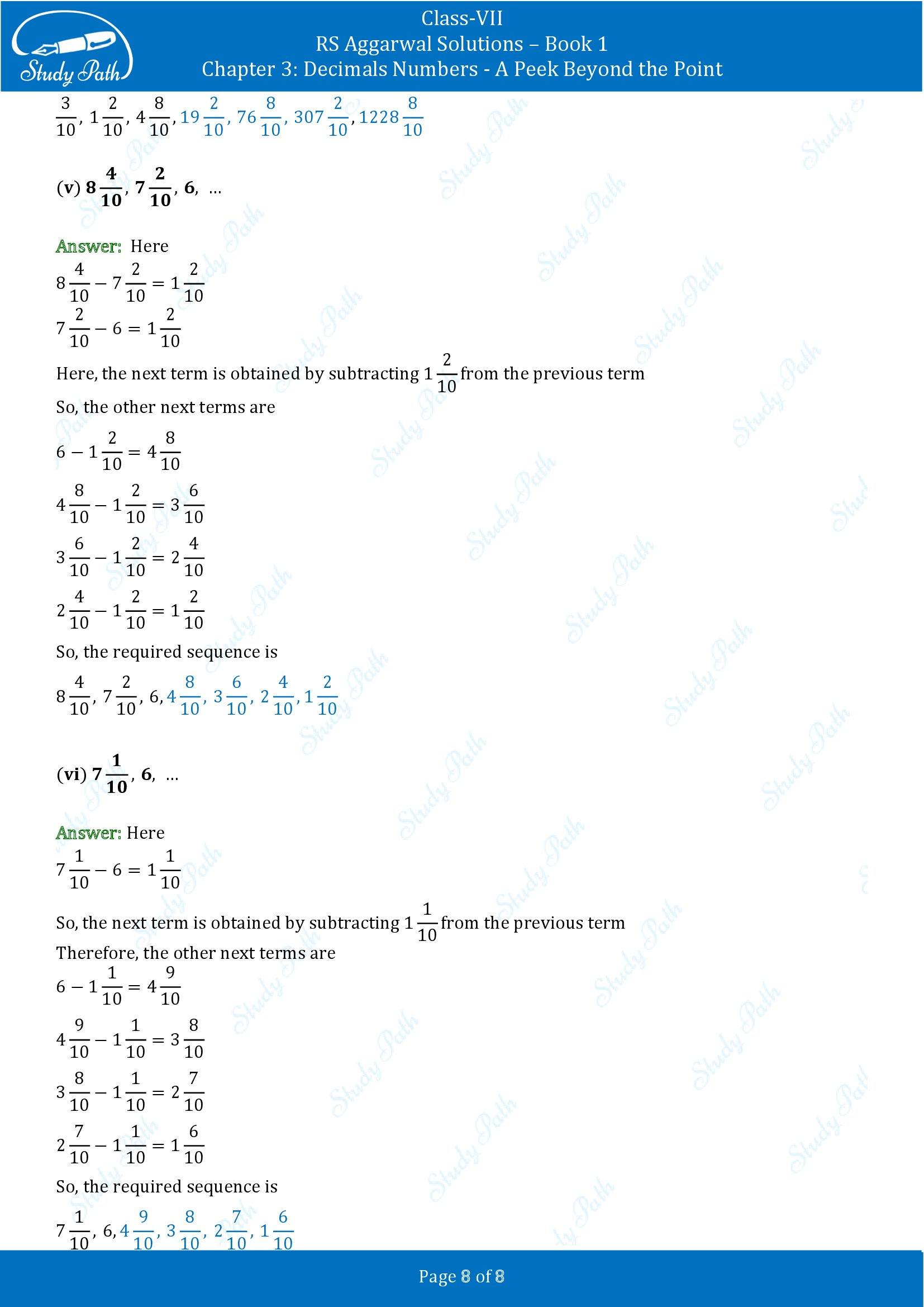 RS Aggarwal Solutions Class 7 Book 1 Chapter 3 Decimals Numbers A Peek Beyond the Point Exercise 3A 00008