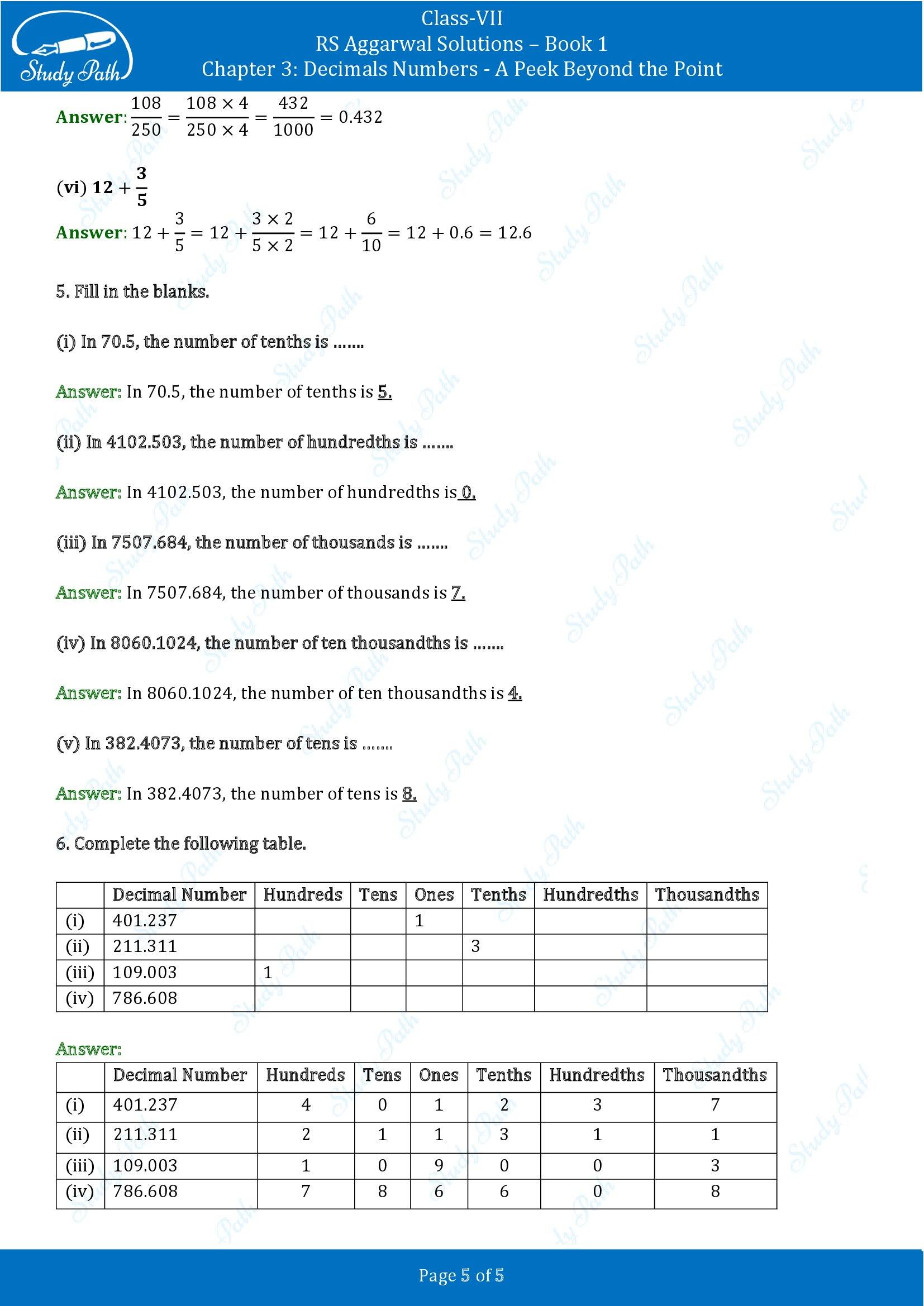 RS Aggarwal Solutions Class 7 Book 1 Chapter 3 Decimals Numbers A Peek Beyond the Point Exercise 3C 00005