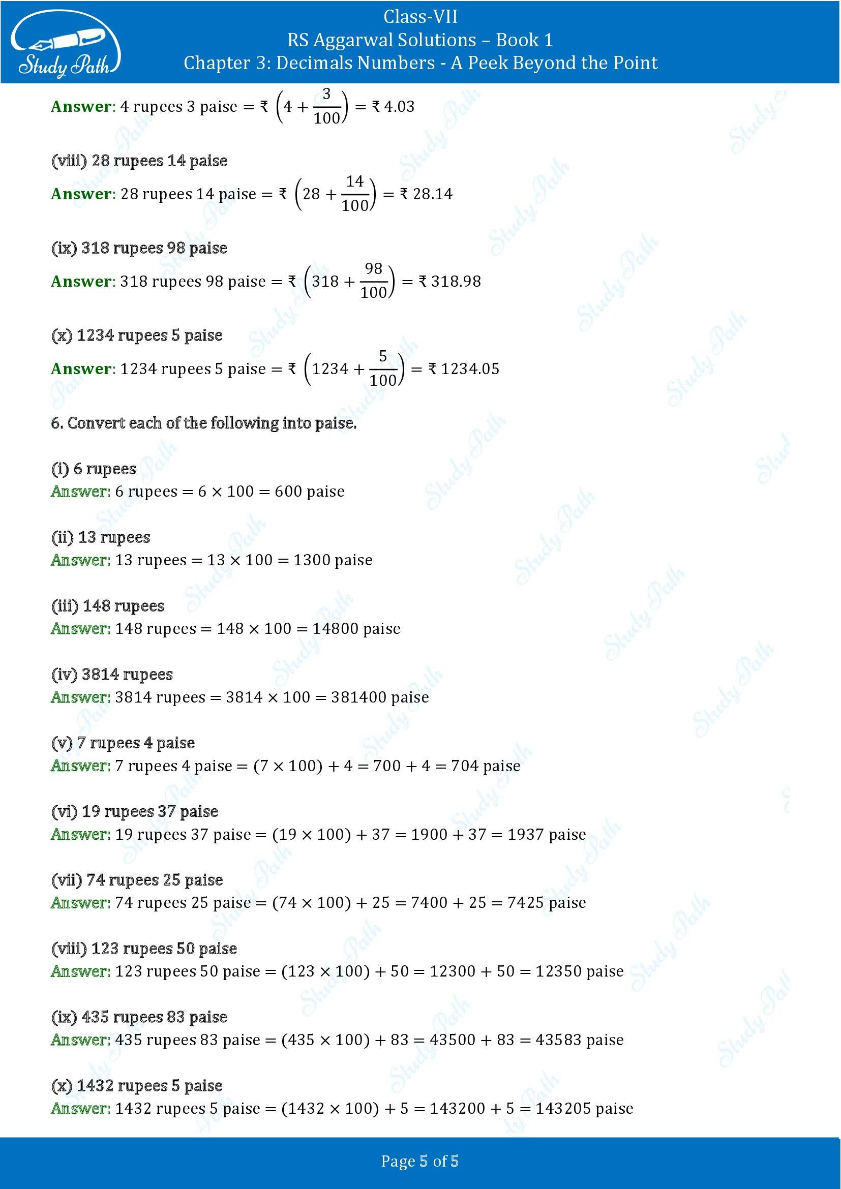 RS Aggarwal Solutions Class 7 Book 1 Chapter 3 Decimals Numbers A Peek Beyond the Point Exercise 3D 00005