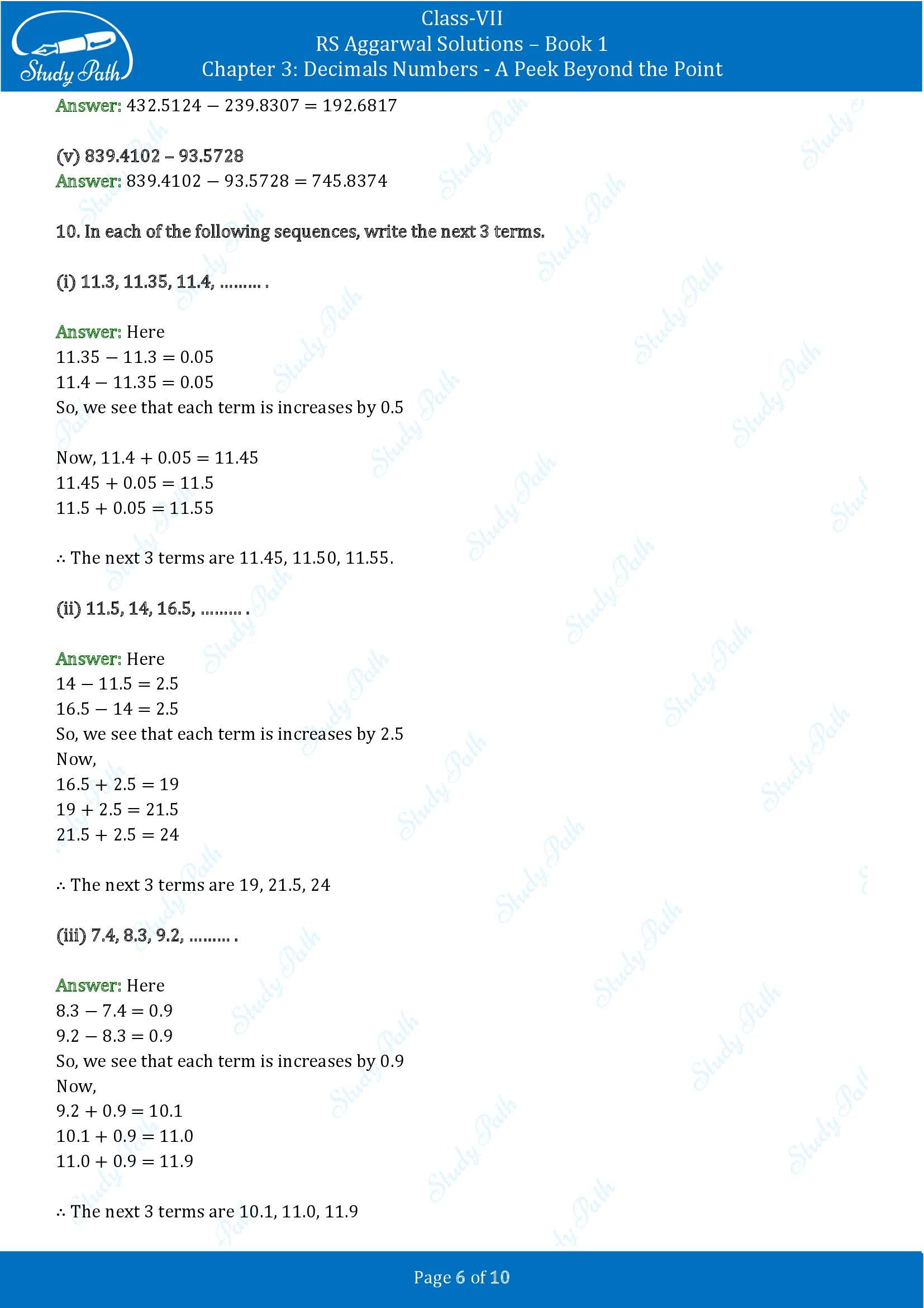 RS Aggarwal Solutions Class 7 Book 1 Chapter 3 Decimals Numbers A Peek Beyond the Point Exercise 3E 00006