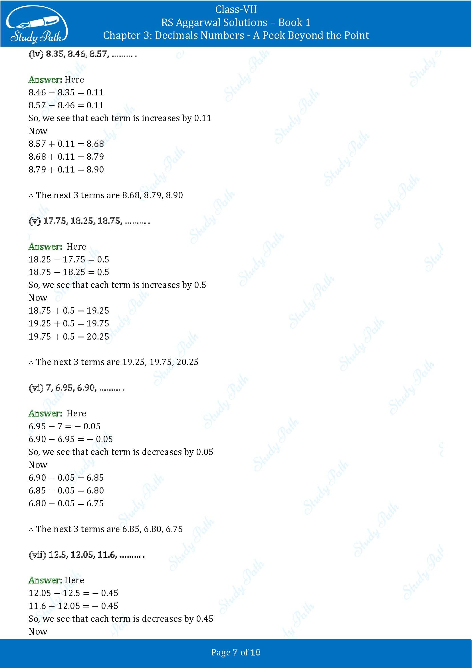 RS Aggarwal Solutions Class 7 Book 1 Chapter 3 Decimals Numbers A Peek Beyond the Point Exercise 3E 00007