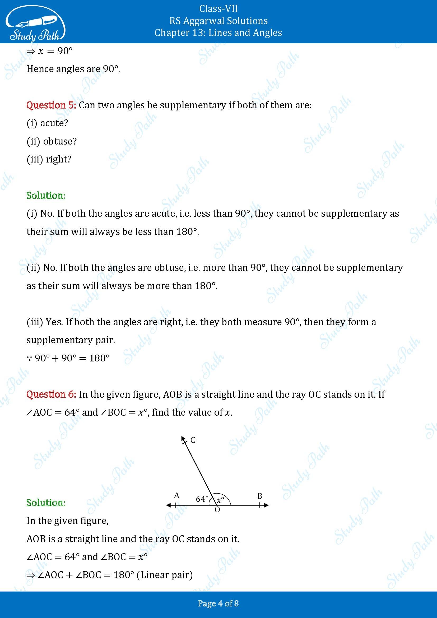 RS Aggarwal Solutions Class 7 Chapter 13 Lines and Angles 00004