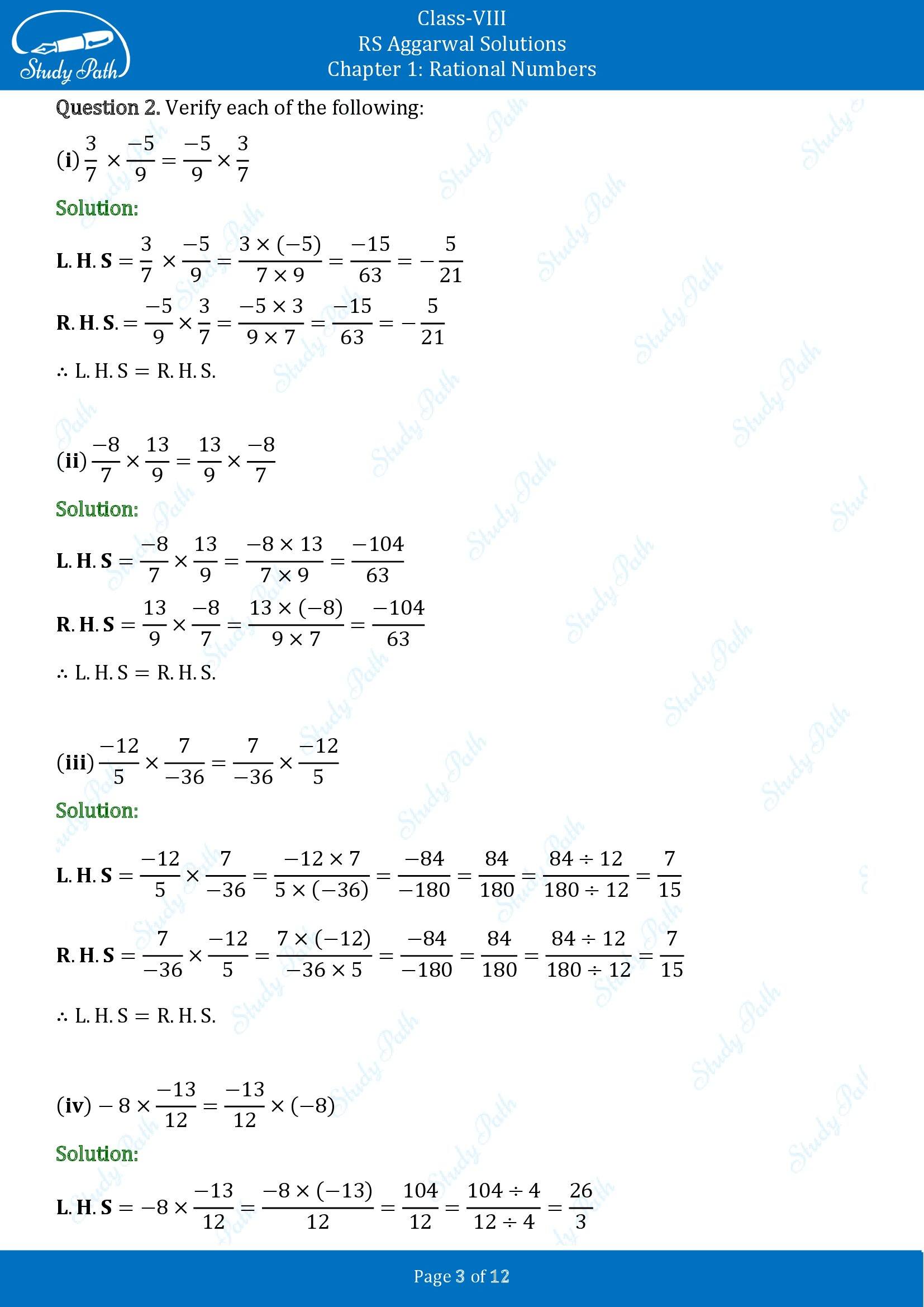 RS Aggarwal Solutions Class 8 Chapter 1 Rational Numbers Exercise 1D 00003