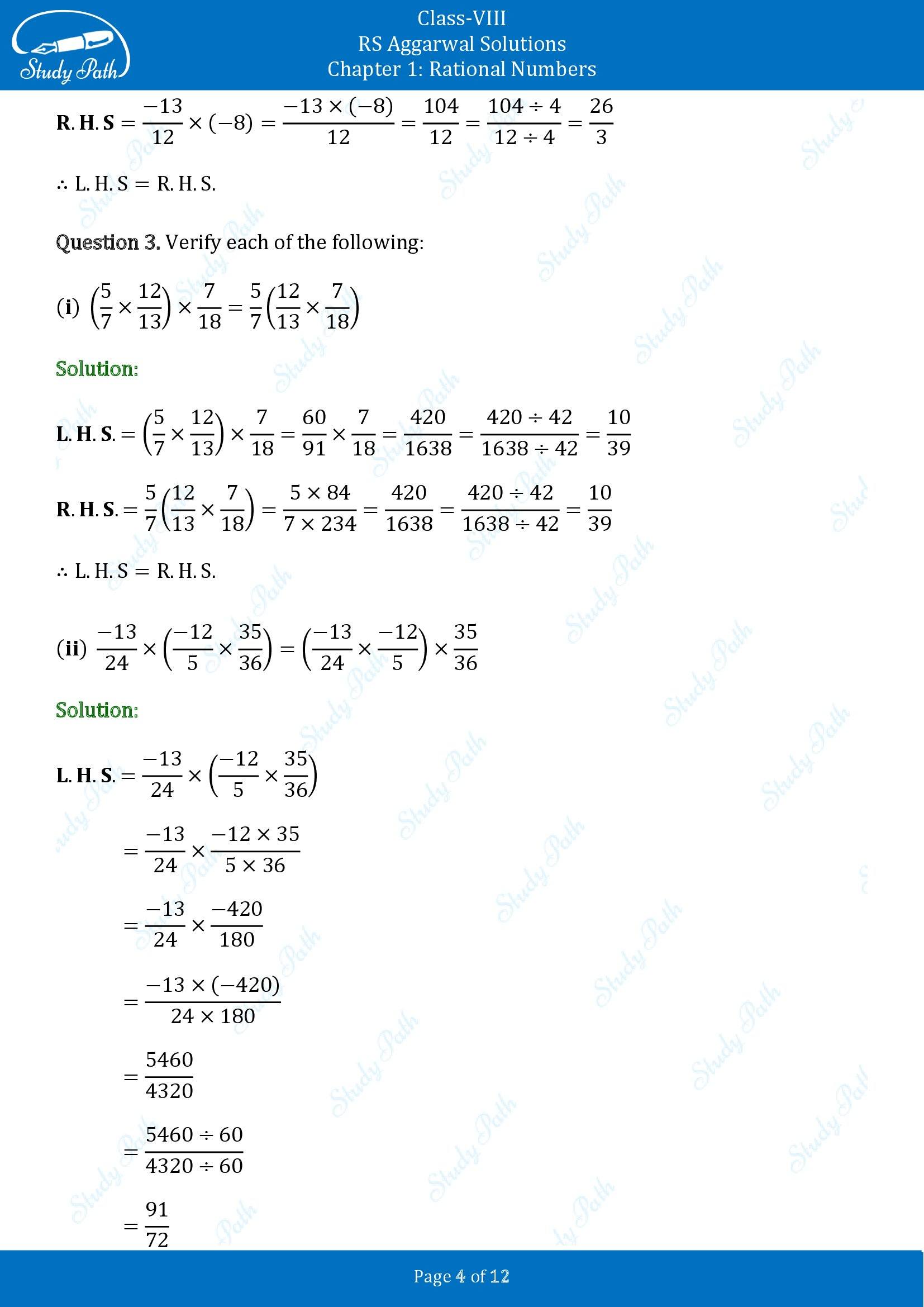 RS Aggarwal Solutions Class 8 Chapter 1 Rational Numbers Exercise 1D 00004