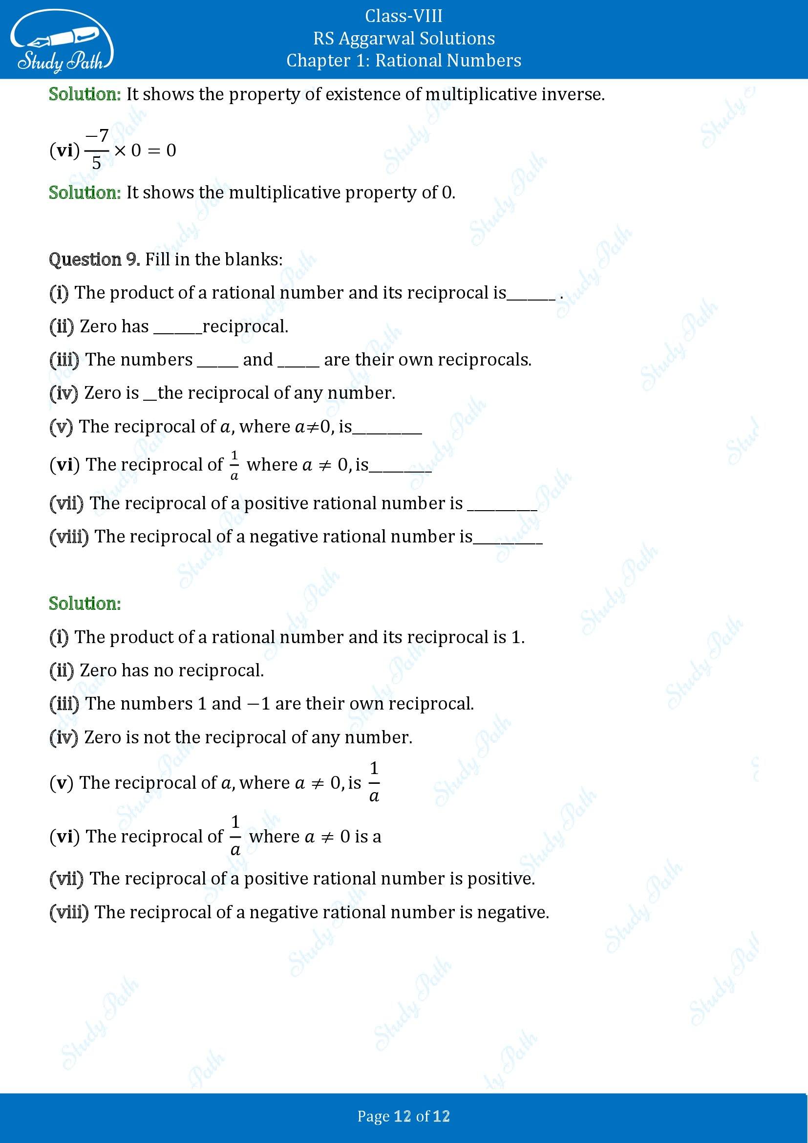 RS Aggarwal Solutions Class 8 Chapter 1 Rational Numbers Exercise 1D 00012