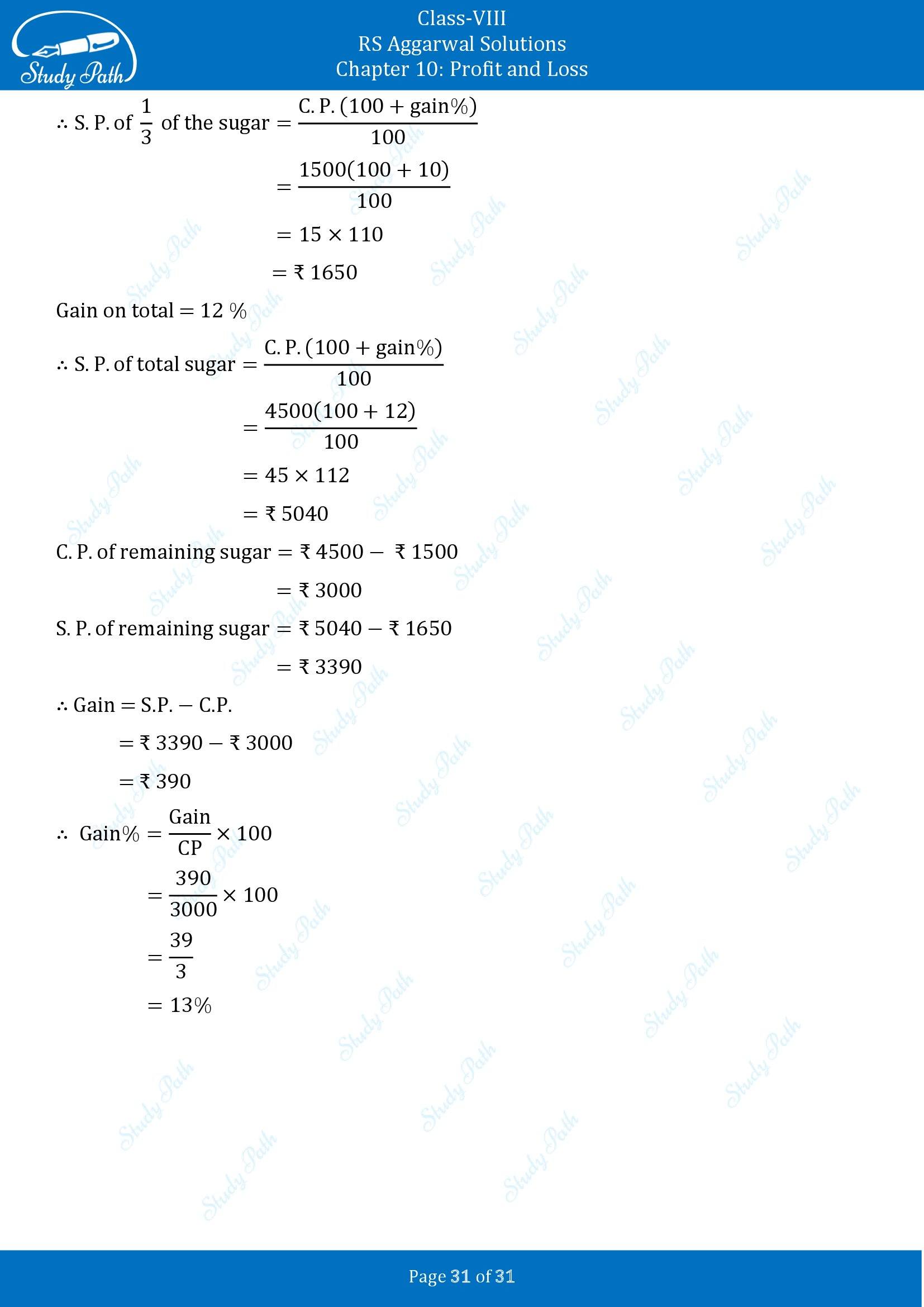 RS Aggarwal Solutions Class 8 Chapter 10 Profit and Loss Exercise 10A 00031