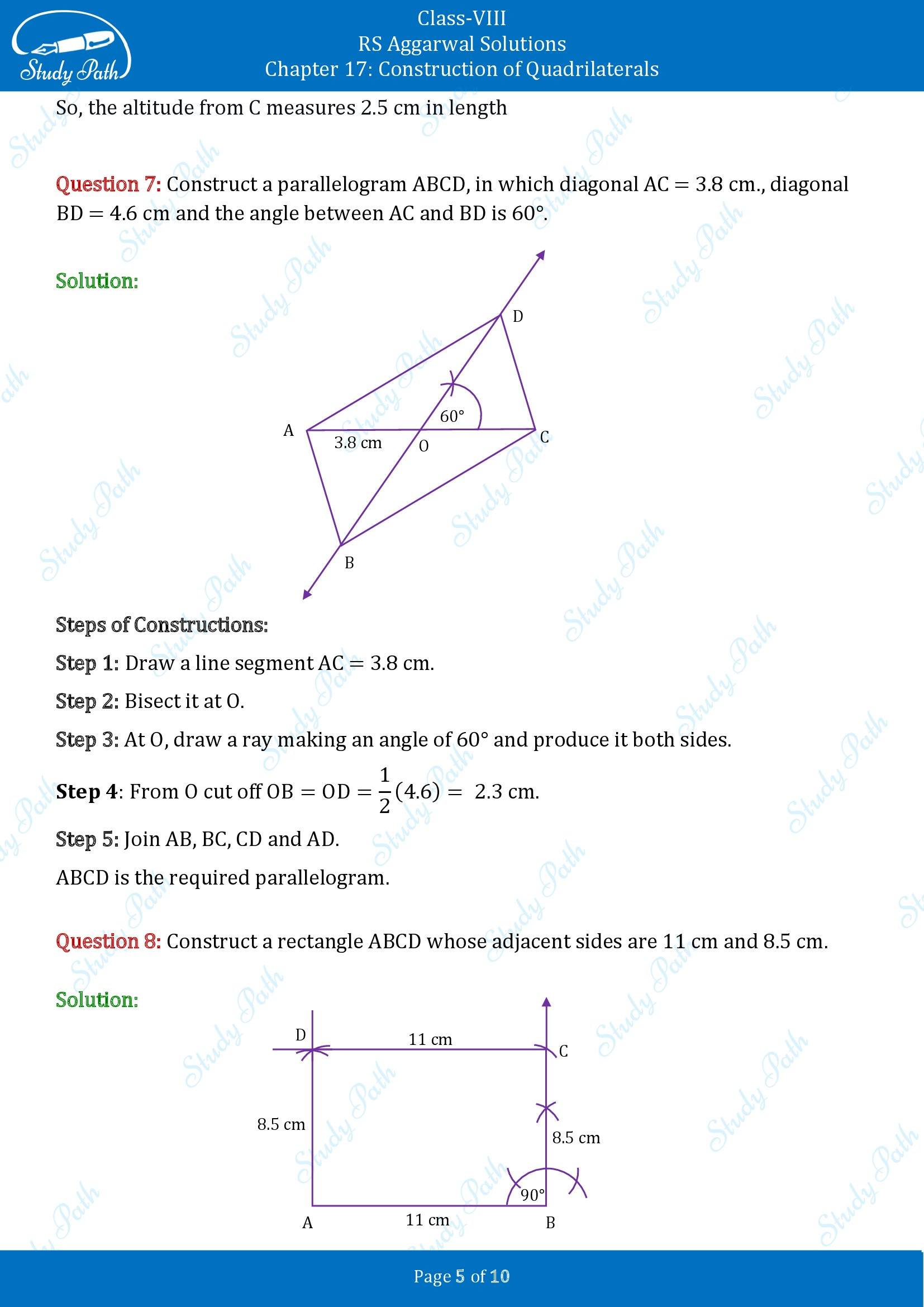 RS Aggarwal Solutions Class 8 Chapter 17 Construction of Quadrilaterals Exercise 17B 00005