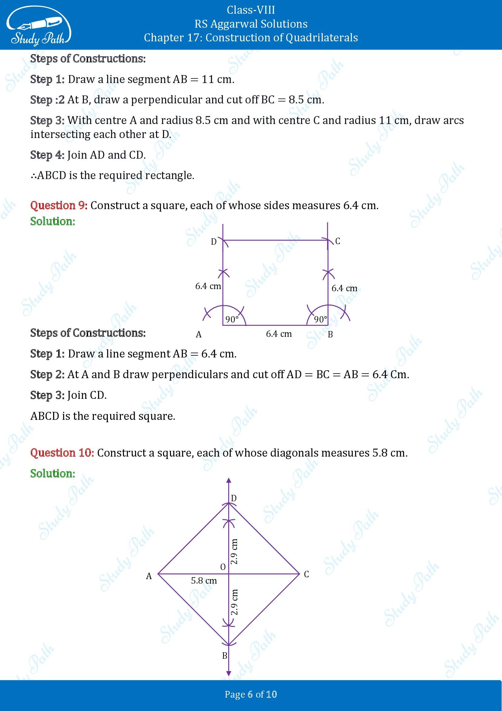 RS Aggarwal Solutions Class 8 Chapter 17 Construction of Quadrilaterals Exercise 17B 00006