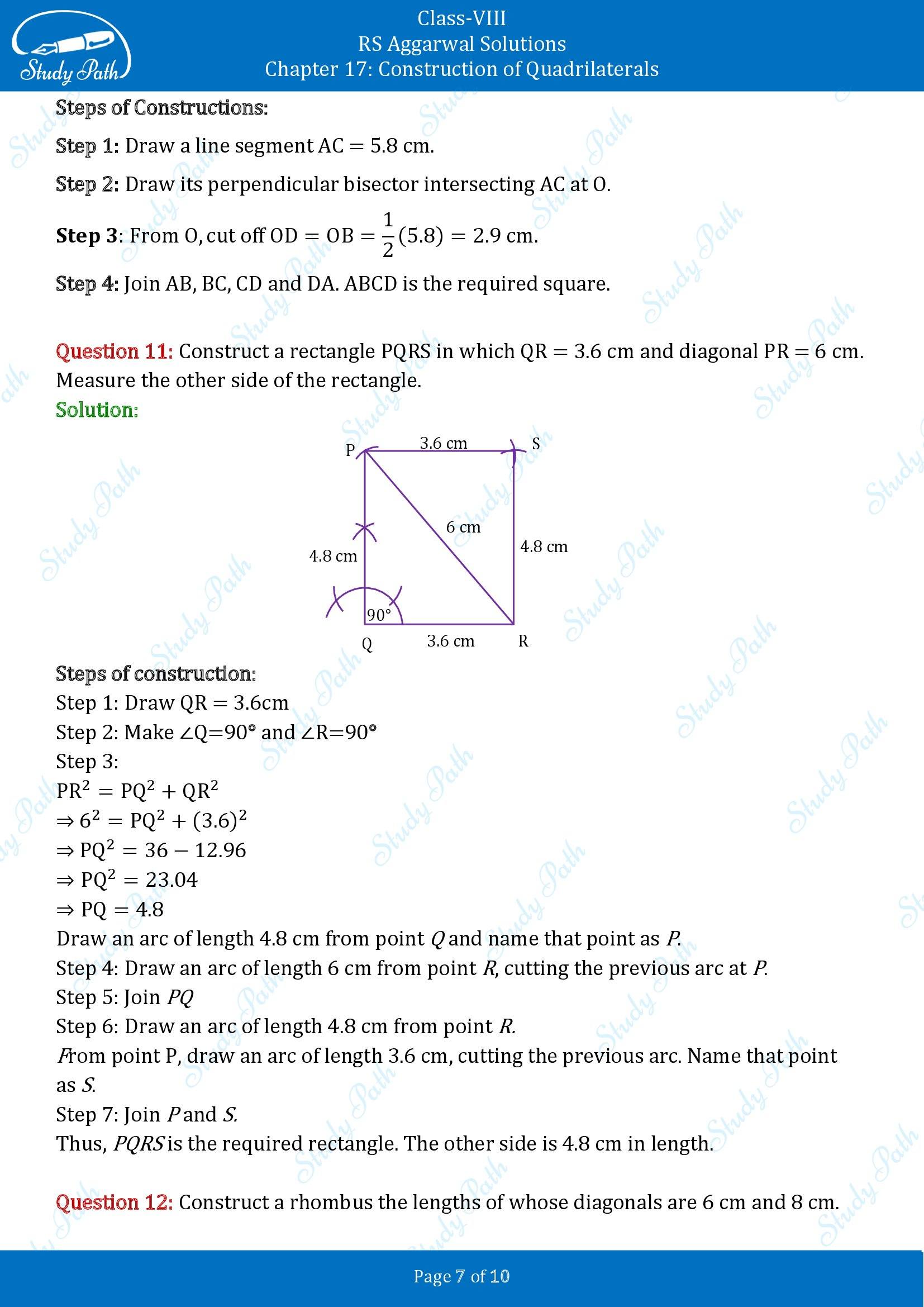RS Aggarwal Solutions Class 8 Chapter 17 Construction of Quadrilaterals Exercise 17B 00007
