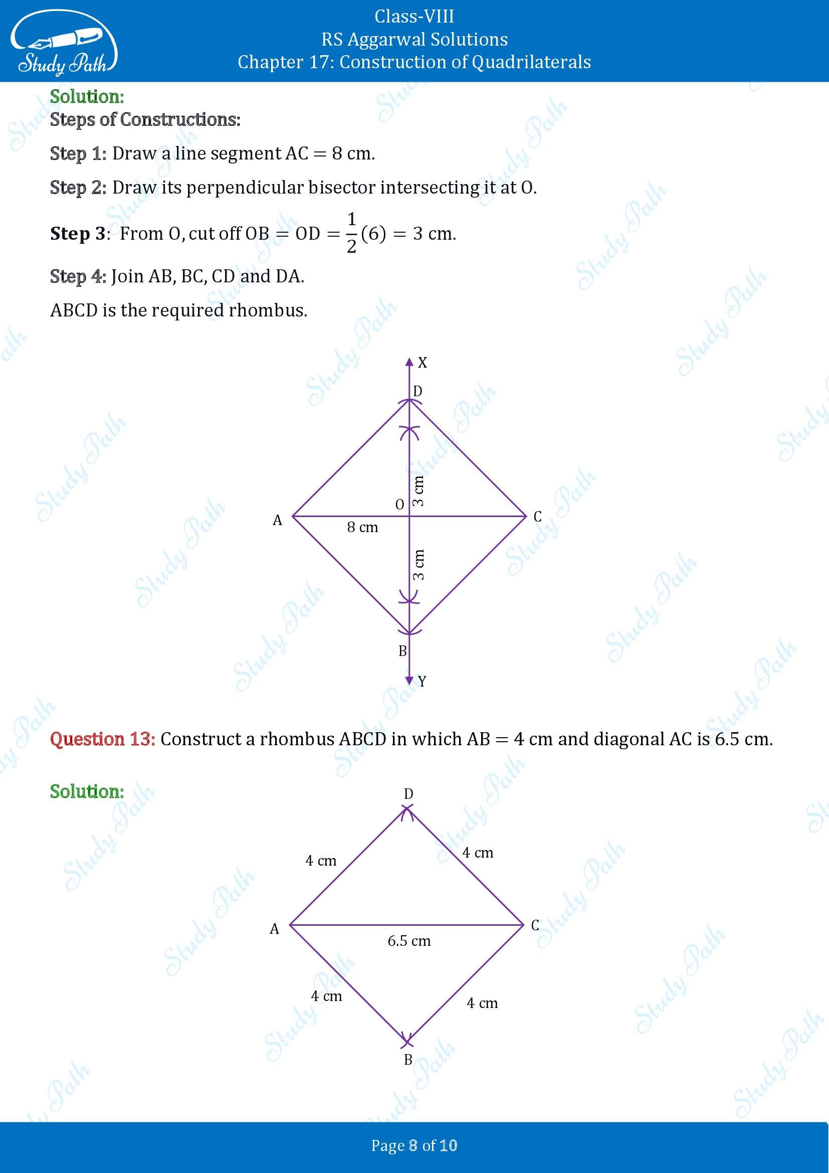 RS Aggarwal Solutions Class 8 Chapter 17 Construction of Quadrilaterals Exercise 17B 00008