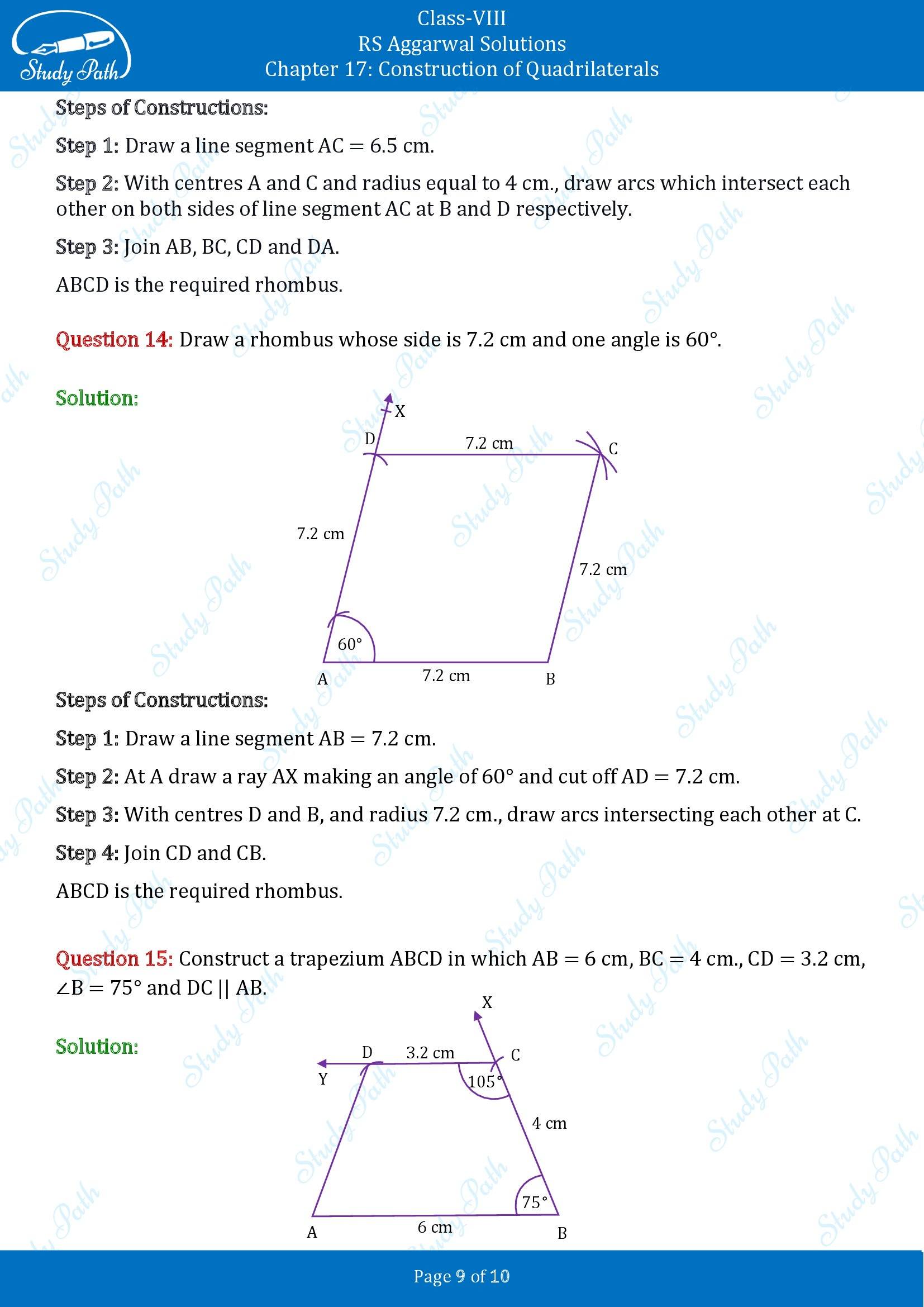 RS Aggarwal Solutions Class 8 Chapter 17 Construction of Quadrilaterals Exercise 17B 00009